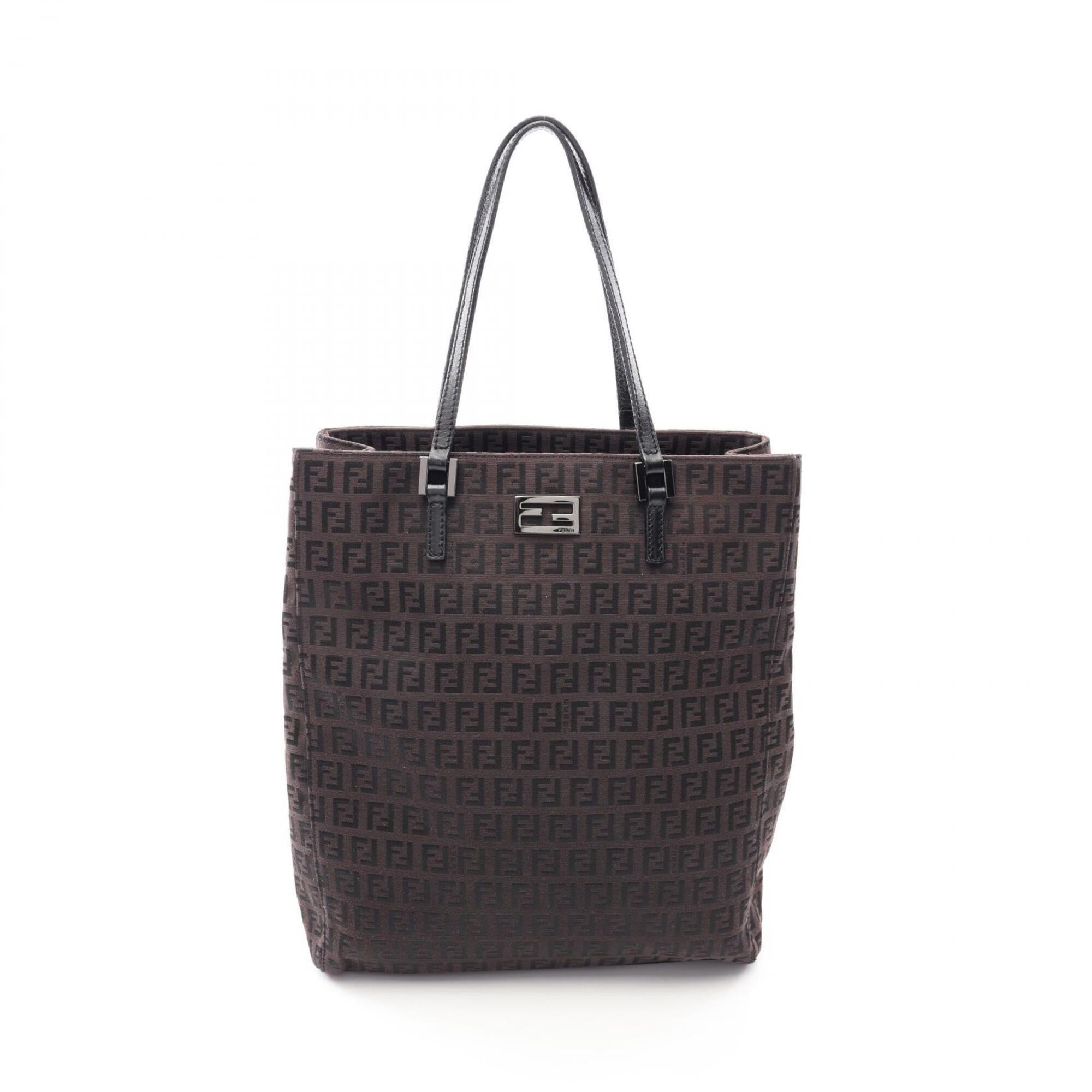 Fendi Brown Canvas Leather Handbag Tote Bag (Pre-Owned)