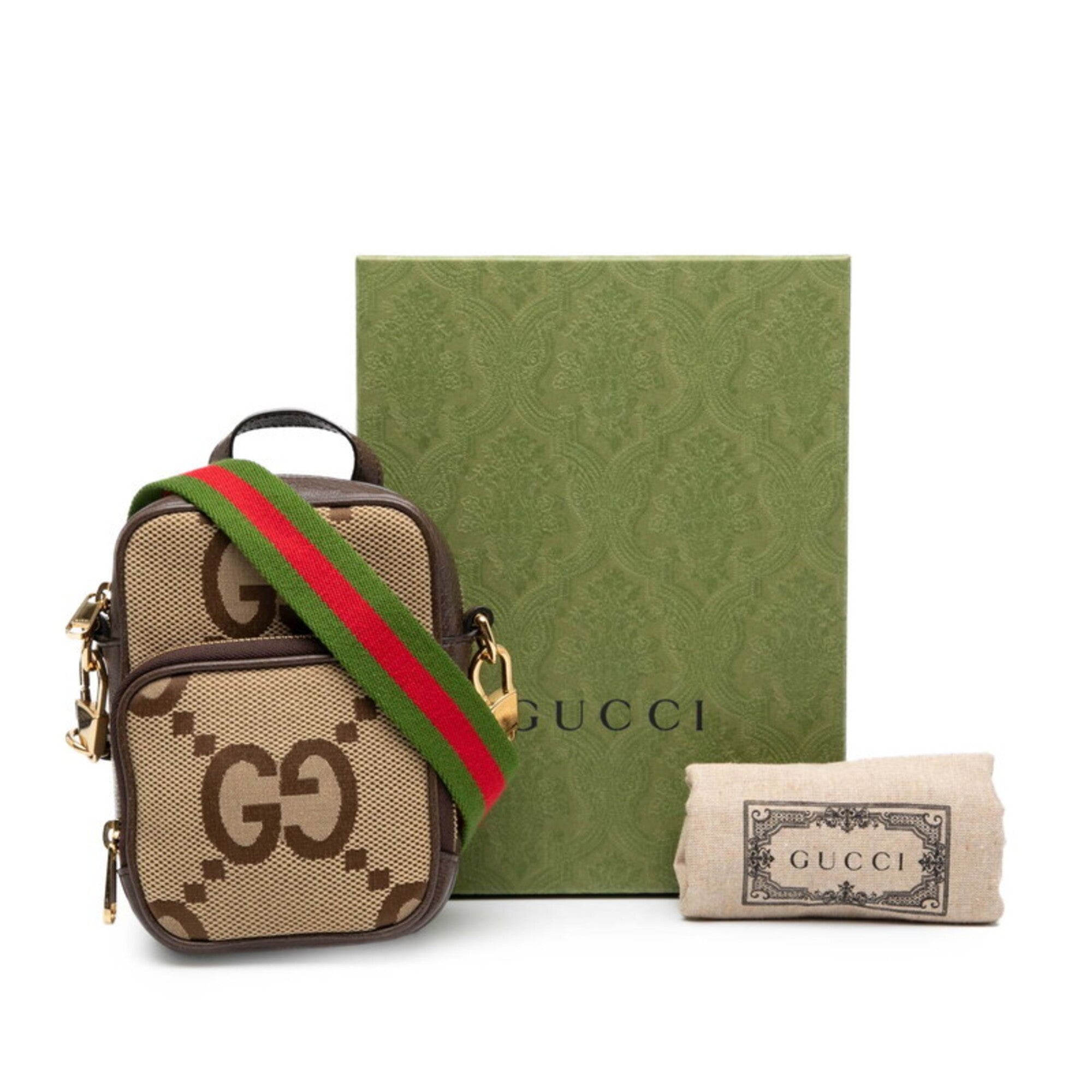Gucci Beige Brown Canvas Leather Handbag Shoulder Bag (Pre-Owned)