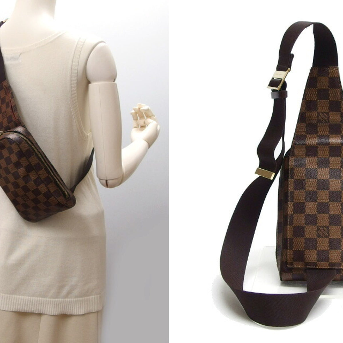 Louis Vuitton Damier Gold Damier Canvas Shoulder Bag Sling Bag (Pre-Owned)