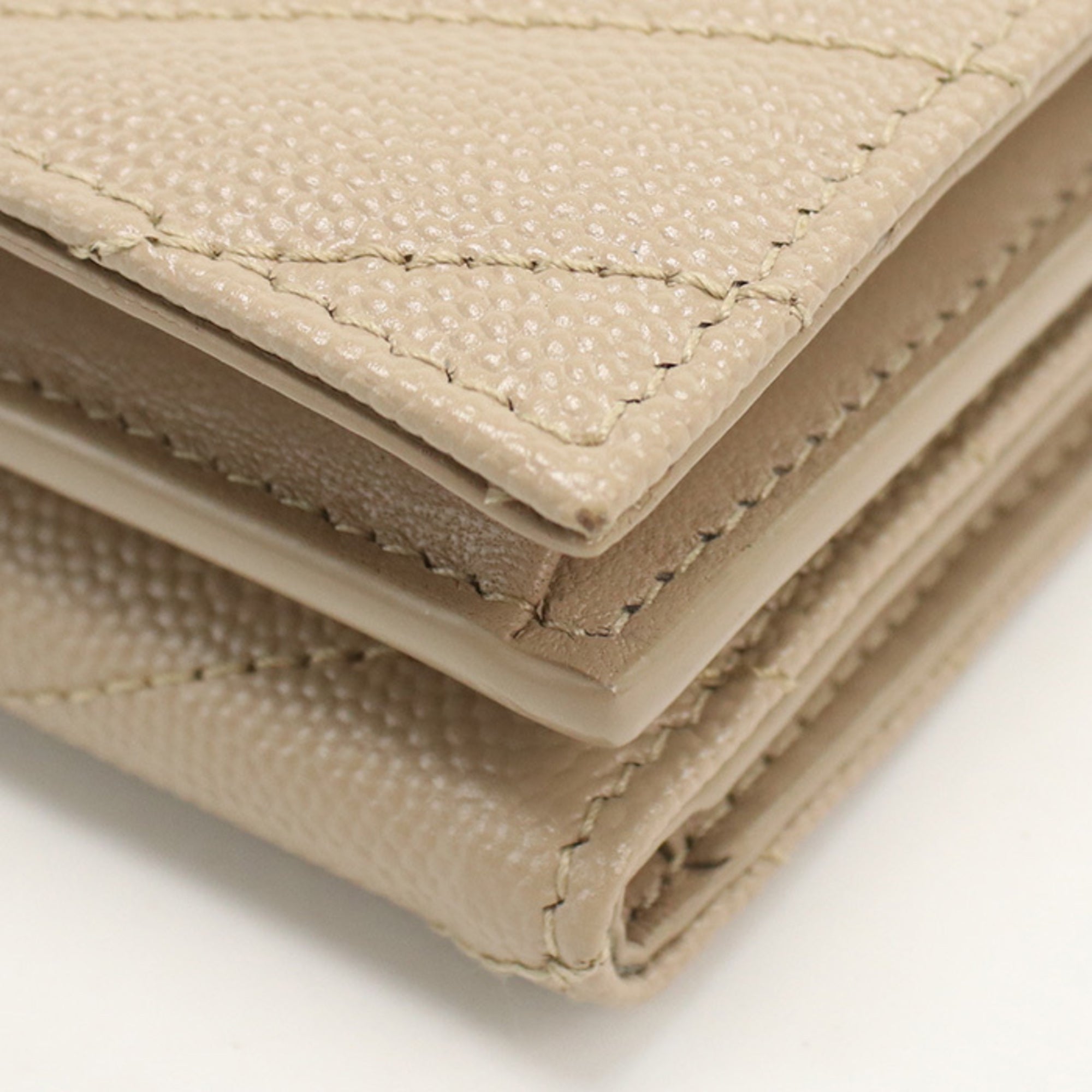 Saint Laurent Beige Leather Wallet (Tri-Fold) (Pre-Owned)