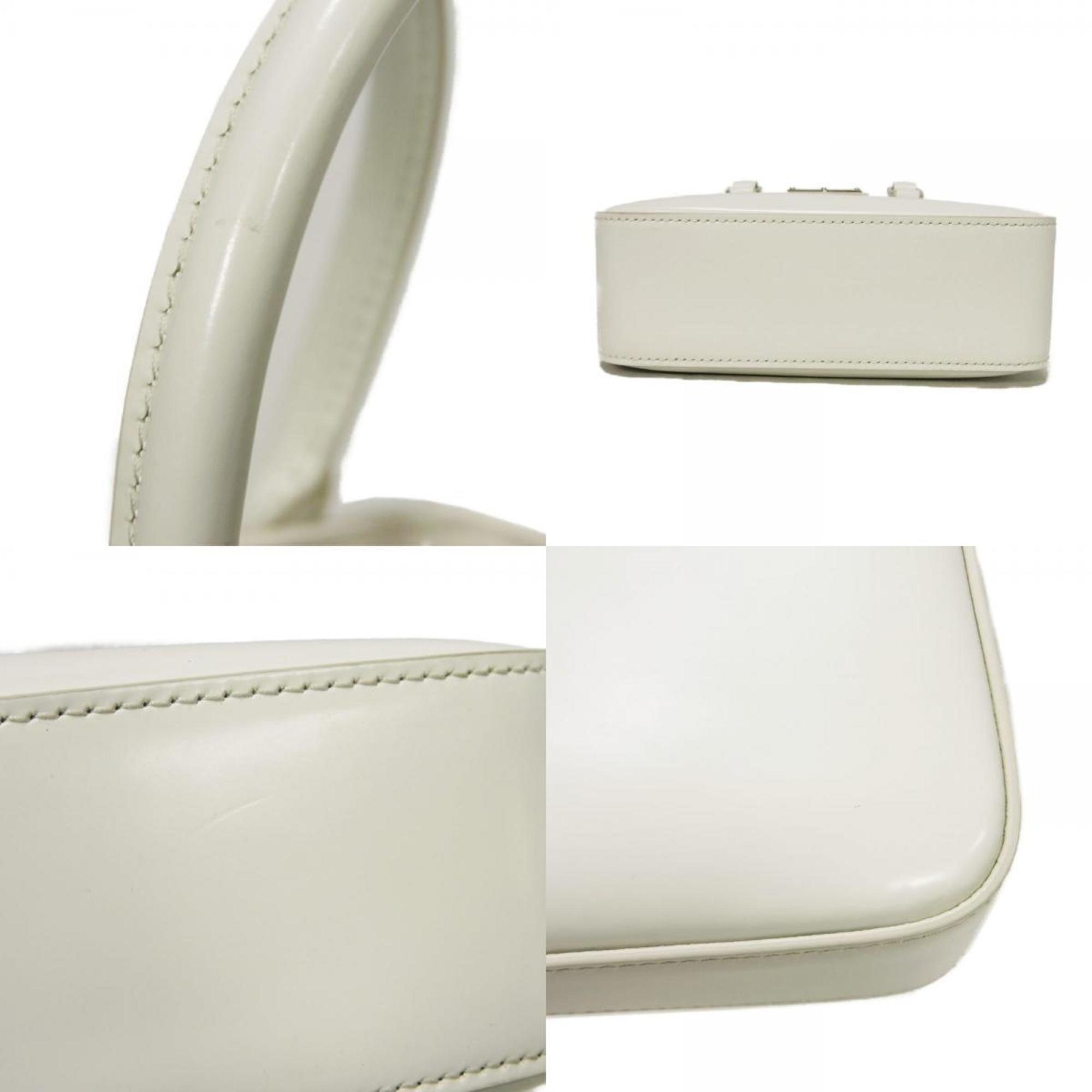Prada Bianco White Leather Shoulder Bag Tote Bag (Pre-Owned)