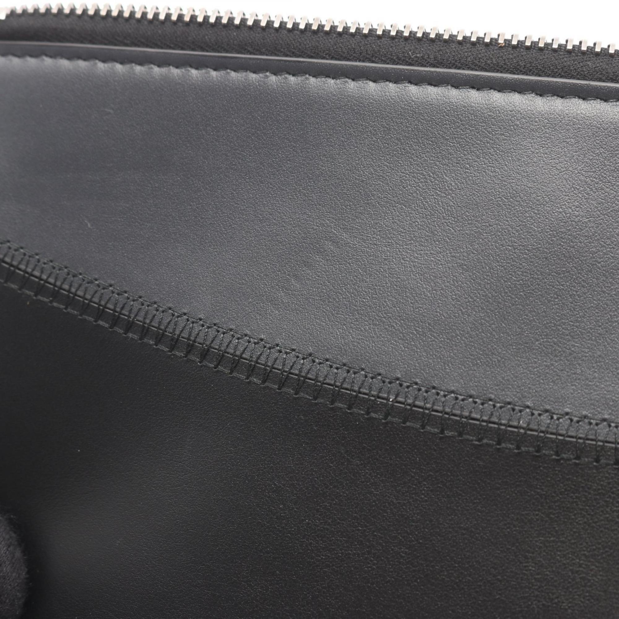Christian Dior Black Gray Leather Clutch Bag (Pre-Owned)
