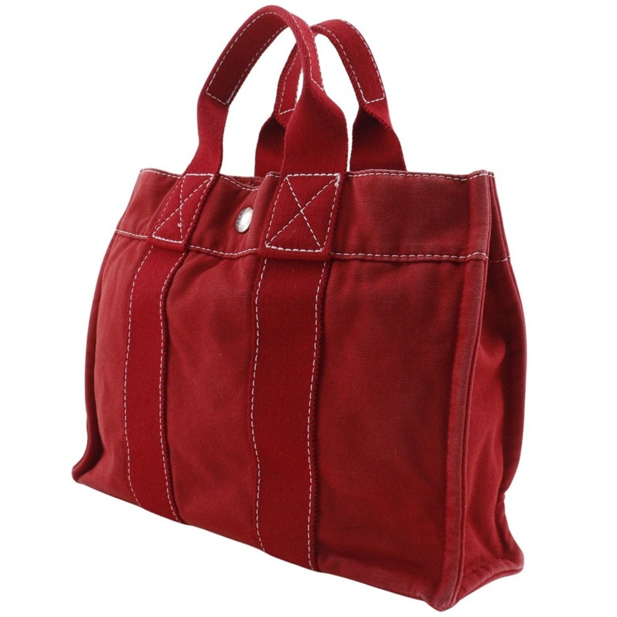 Hermes Red Color Canvas Handbag (Pre-Owned)