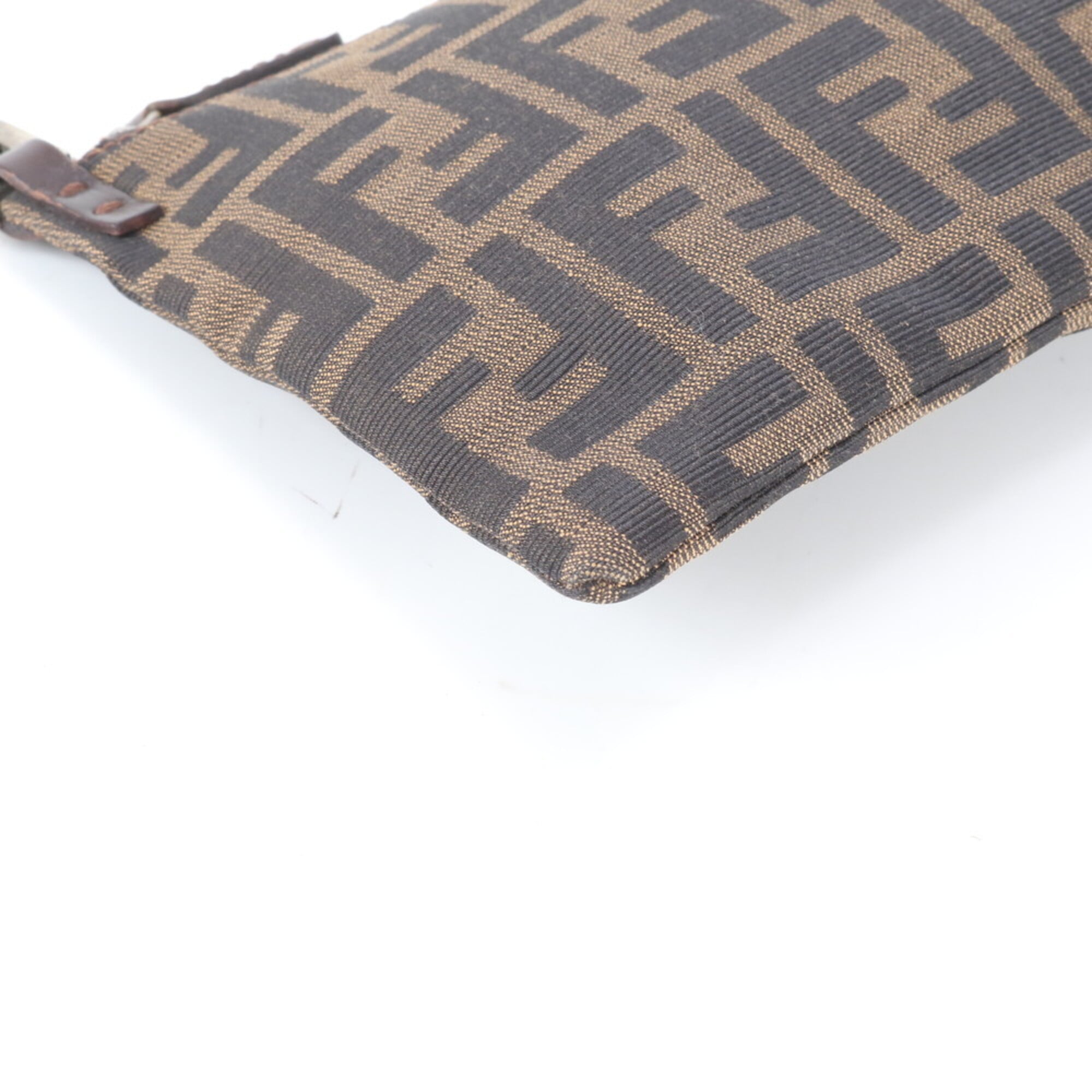 Fendi Zucca Black Brown Leather Canvas Shoulder Bag (Pre-Owned)