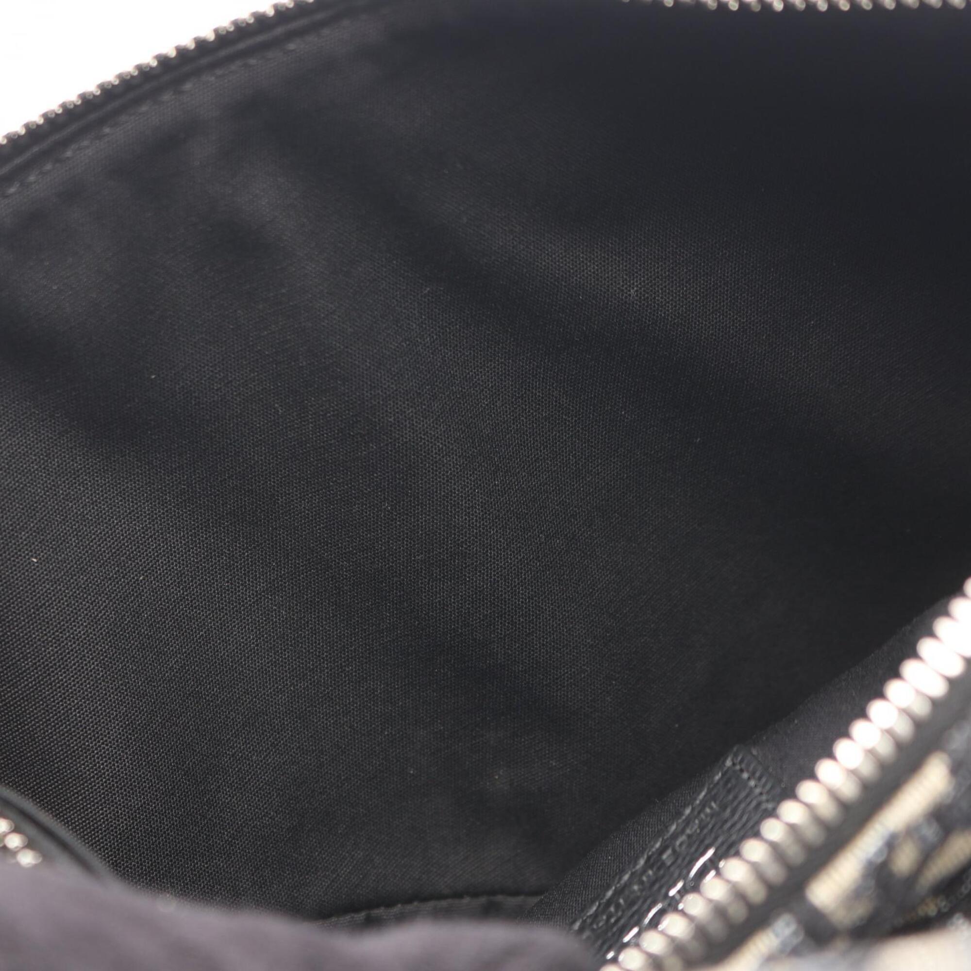 Christian Dior Black Ivory Canvas Leather Fanny Pack Handbag (Pre-Owned)