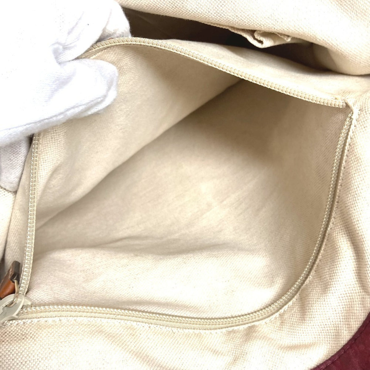 Gucci Red Color Leather Nylon Handbag Shoulder Bag Tote Bag (Pre-Owned)