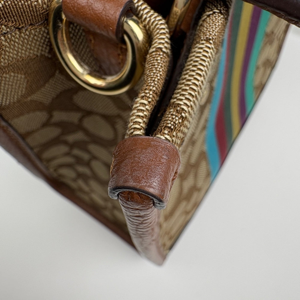 Coach Signature Brown Canvas Leather Tote Bag (Pre-Owned)