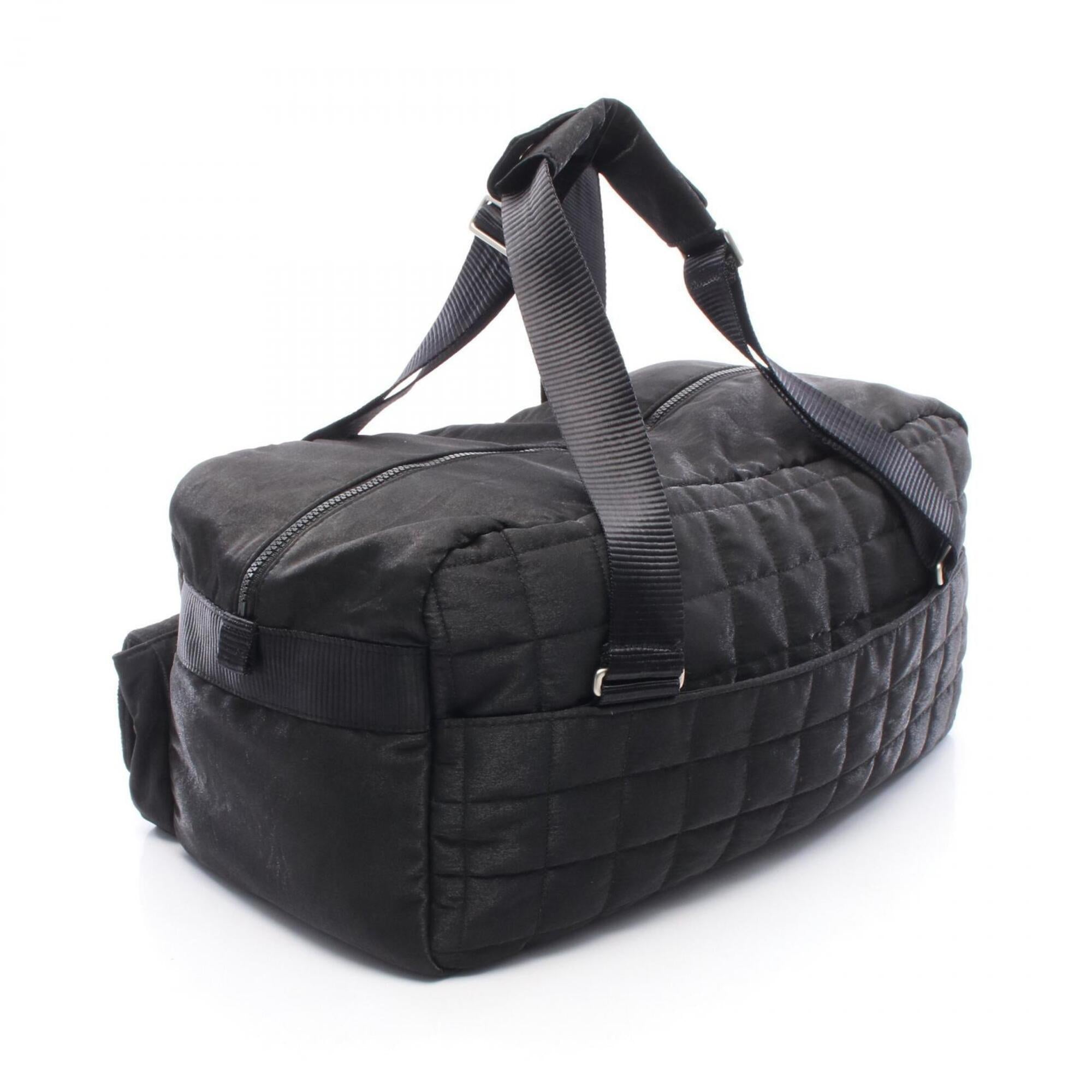 Chanel Black Nylon Boston Bag Handbag (Pre-Owned)