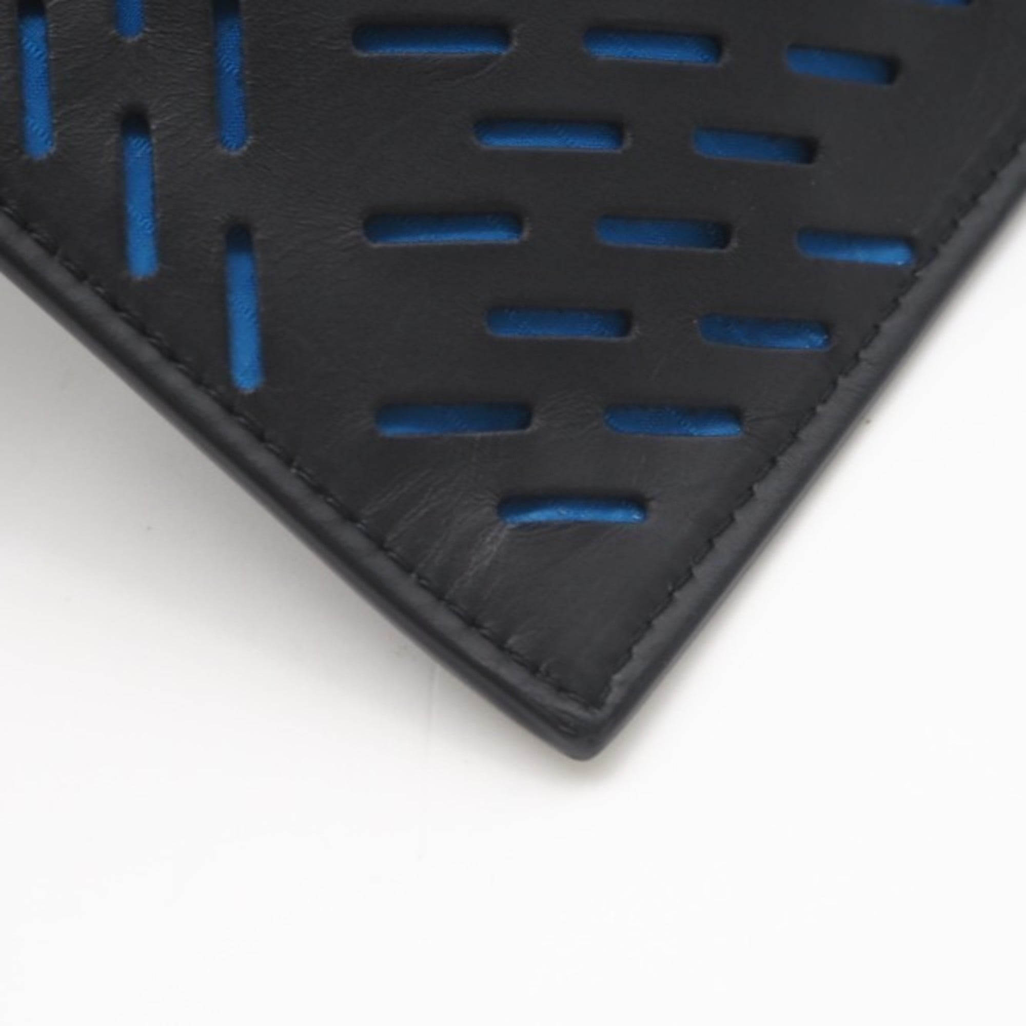 Bottega Veneta Black Blue Leather Nylon Clutch Bag (Pre-Owned)