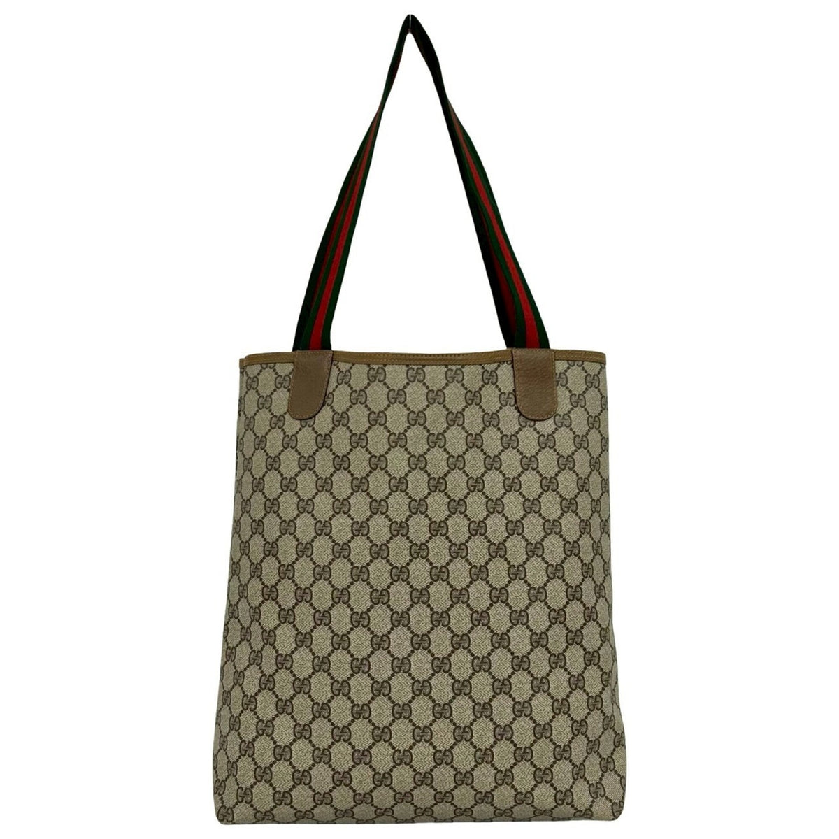 Gucci Brown Green Red Color Pvc Leather Handbag Tote Bag (Pre-Owned)