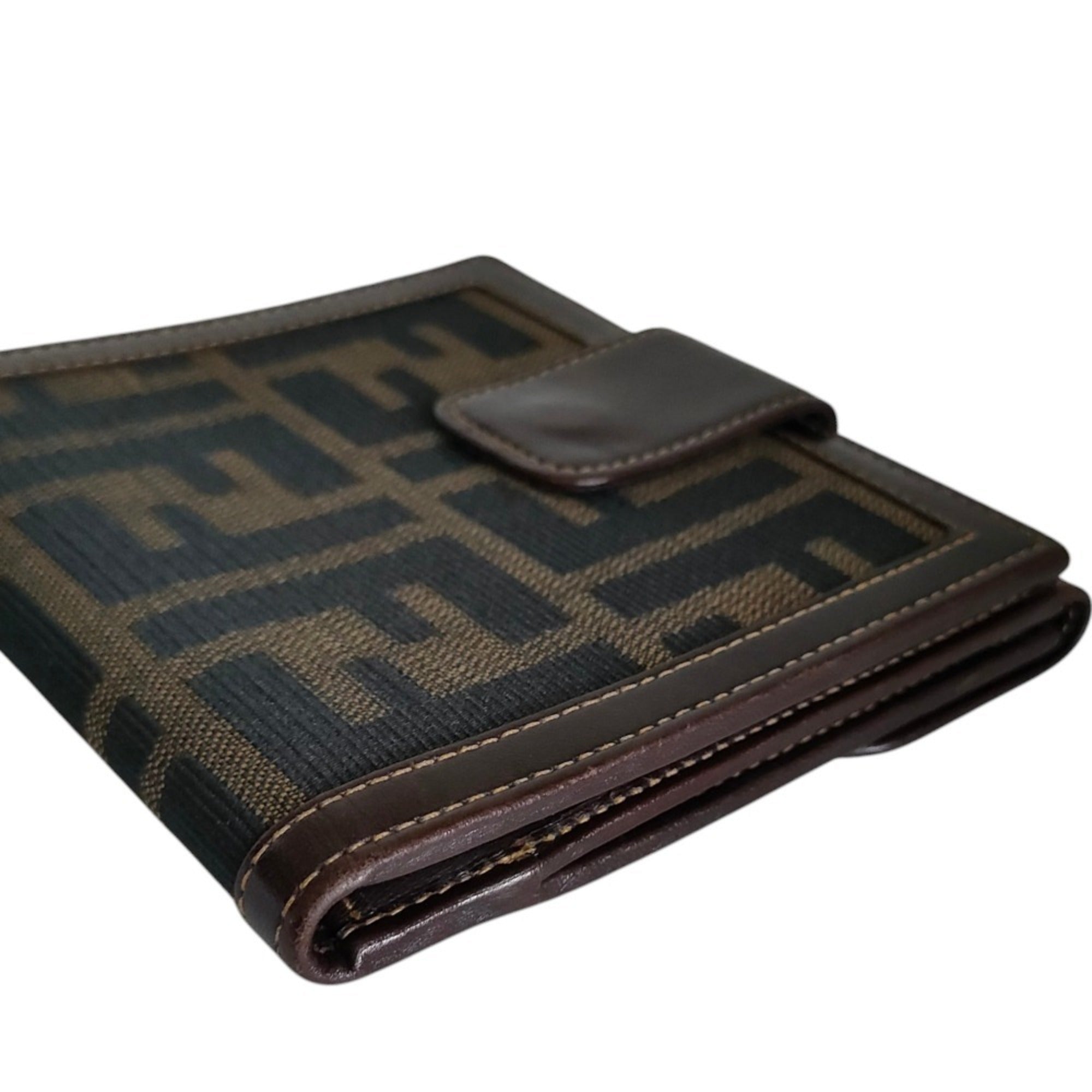 Fendi Zucca Brown Canvas Leather Wallet (Bi-Fold) (Pre-Owned)