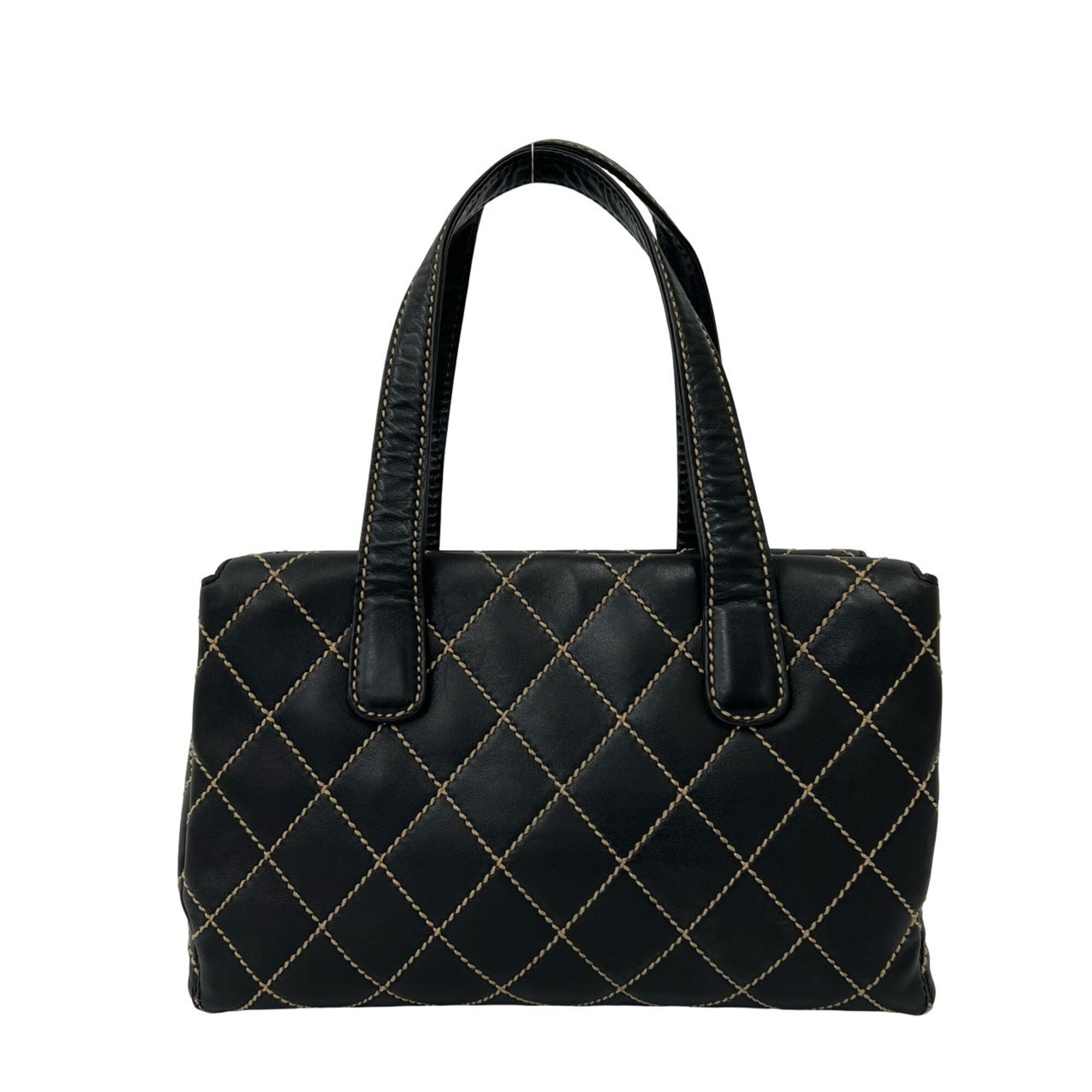 Chanel Black Leather Shoulder Bag Tote Bag (Pre-Owned)