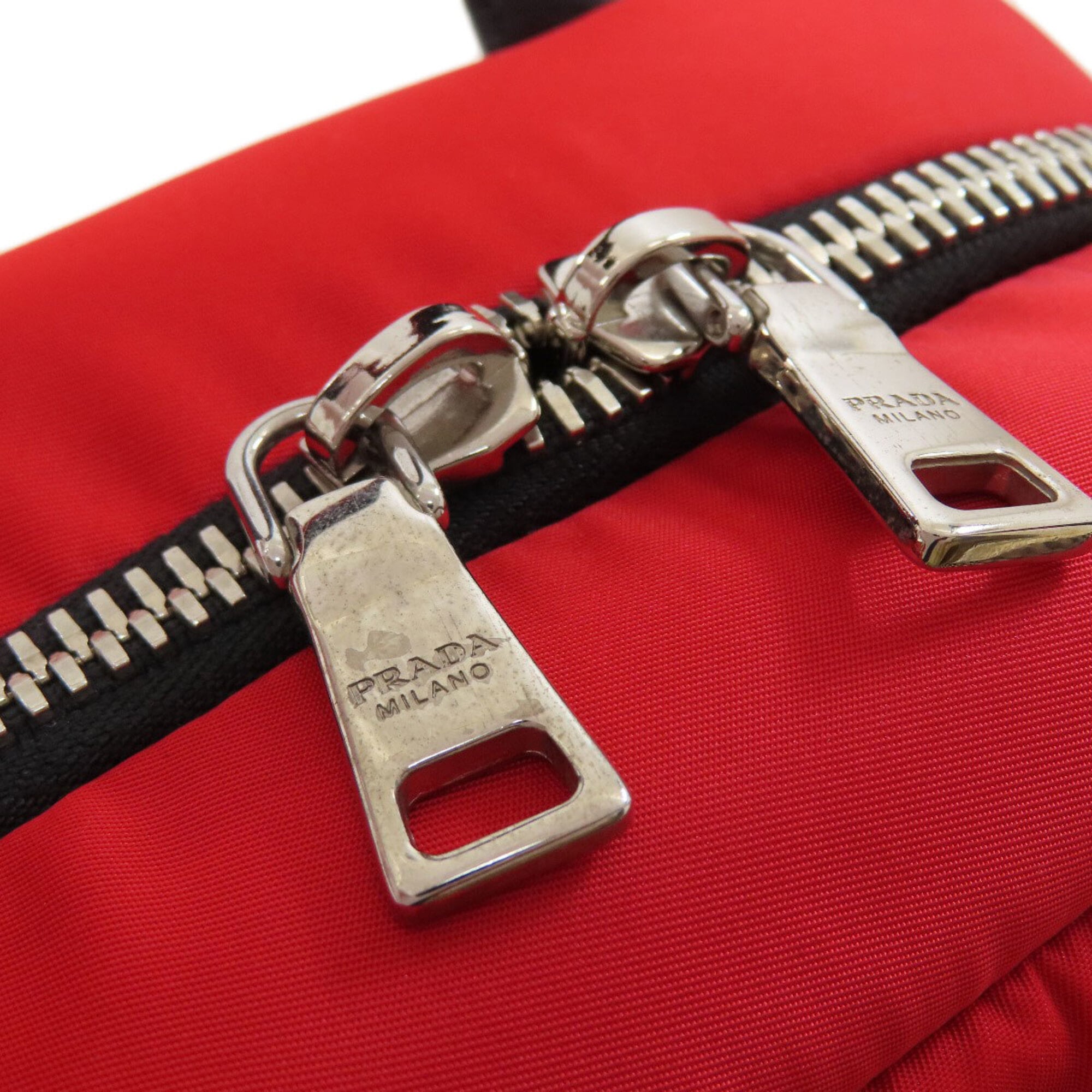 Prada Red Color Nylon Handbag (Pre-Owned)