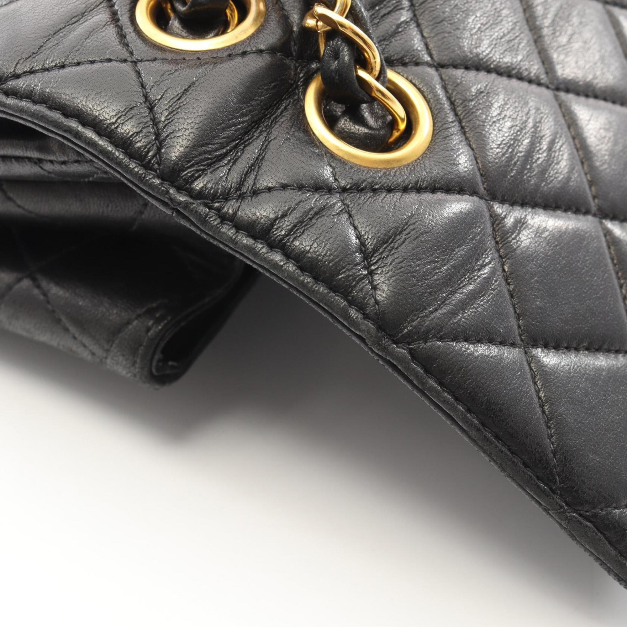 Chanel Matelasse Black Leather Handbag Shoulder Bag (Pre-Owned)