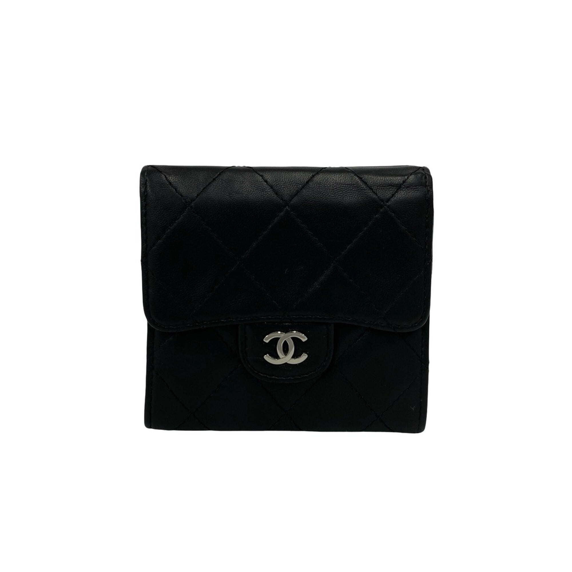 Chanel Black Leather Wallet (Tri-Fold) (Pre-Owned)