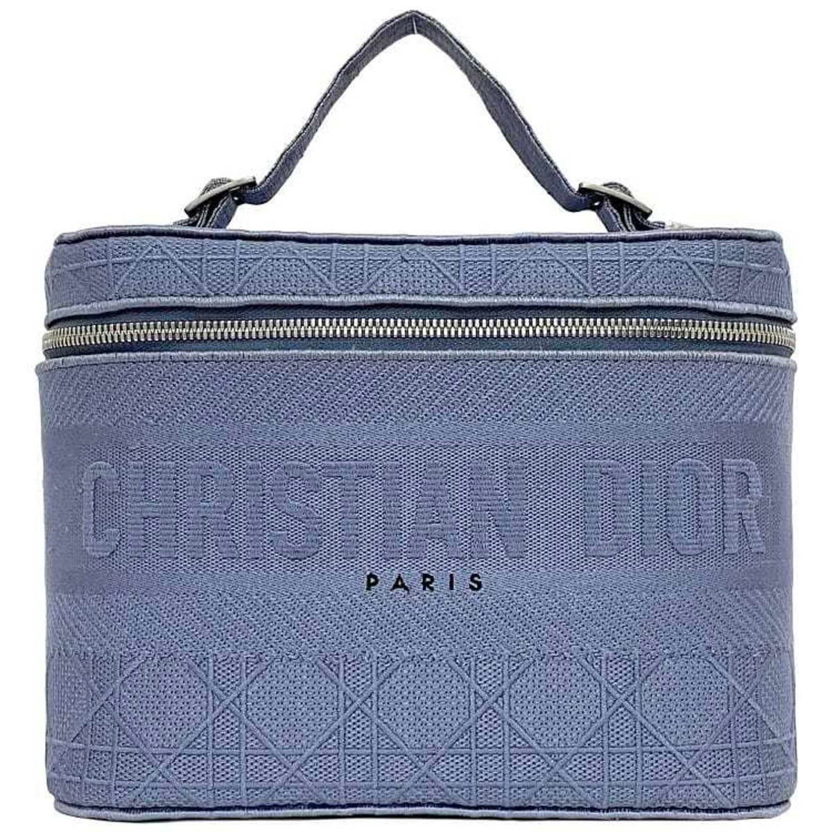 Christian Dior Light Blue Canvas Handbag Vanity Bag (Pre-Owned)