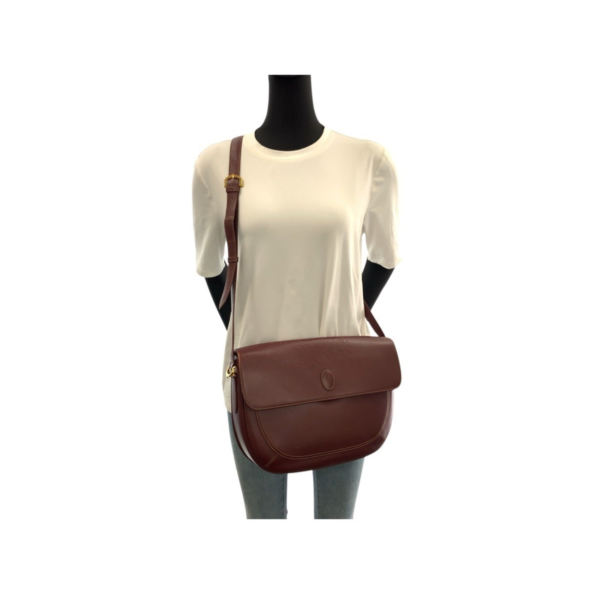 Cartier Bordeaux Leather Pochette Shoulder Bag (Pre-Owned)