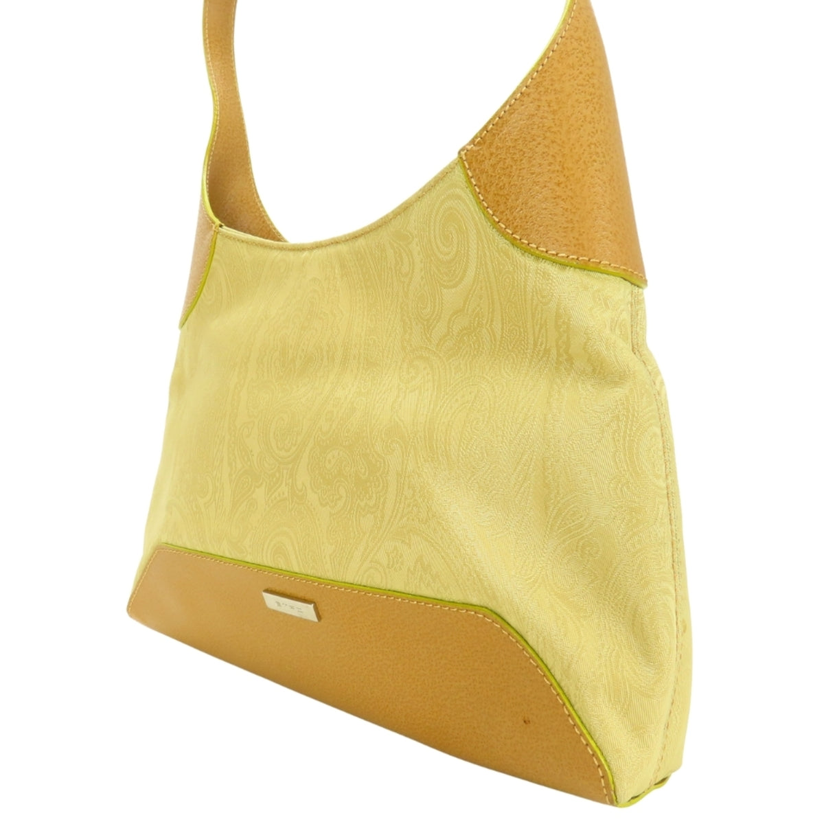 Etro Beige Brown Yellow Nylon Leather Shoulder Bag (Pre-Owned)