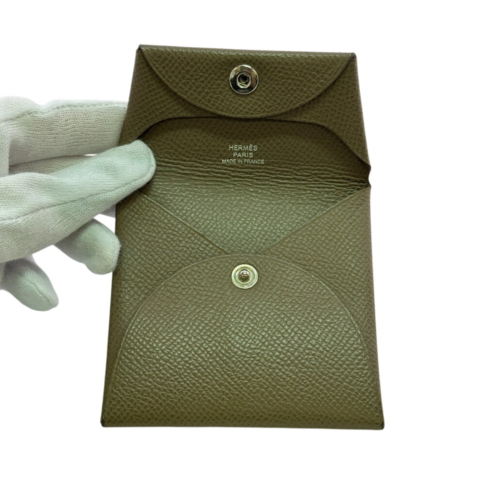 Hermes Bastia Etoupe Gray Epsom Leather Coin Purse/Coin Case (Pre-Owned)