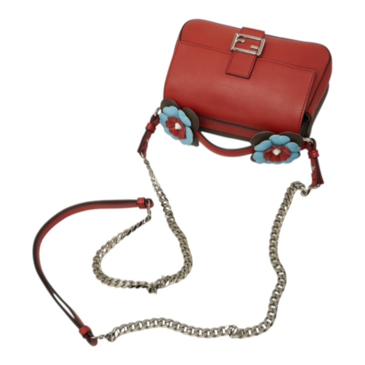 Fendi Red Color Leather Handbag Shoulder Bag (Pre-Owned)