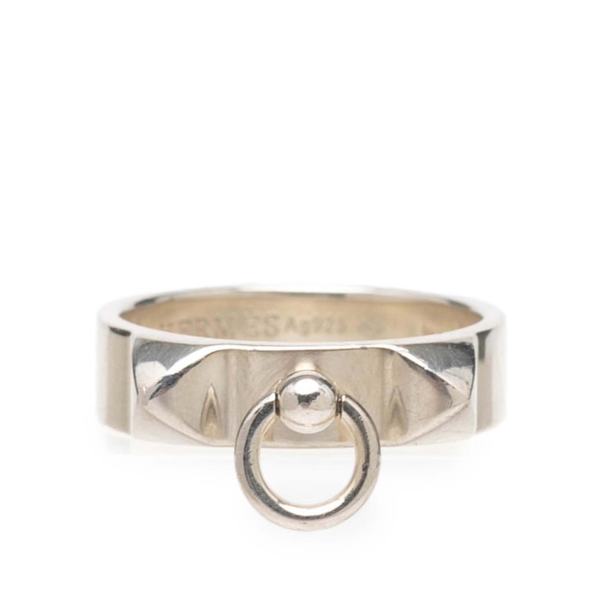 Hermes Silver Silver 925 Band Ring (Pre-Owned)