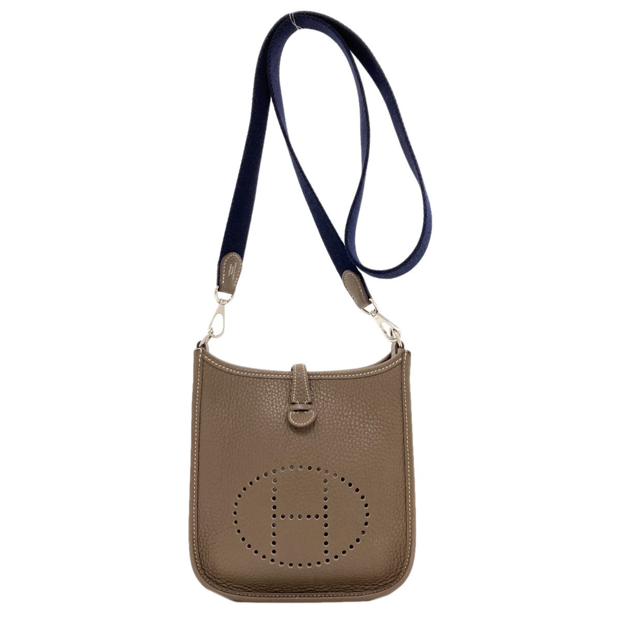 Hermes Etoupe Gray Taurillon Clemence Leather Shoulder Bag (Pre-Owned)