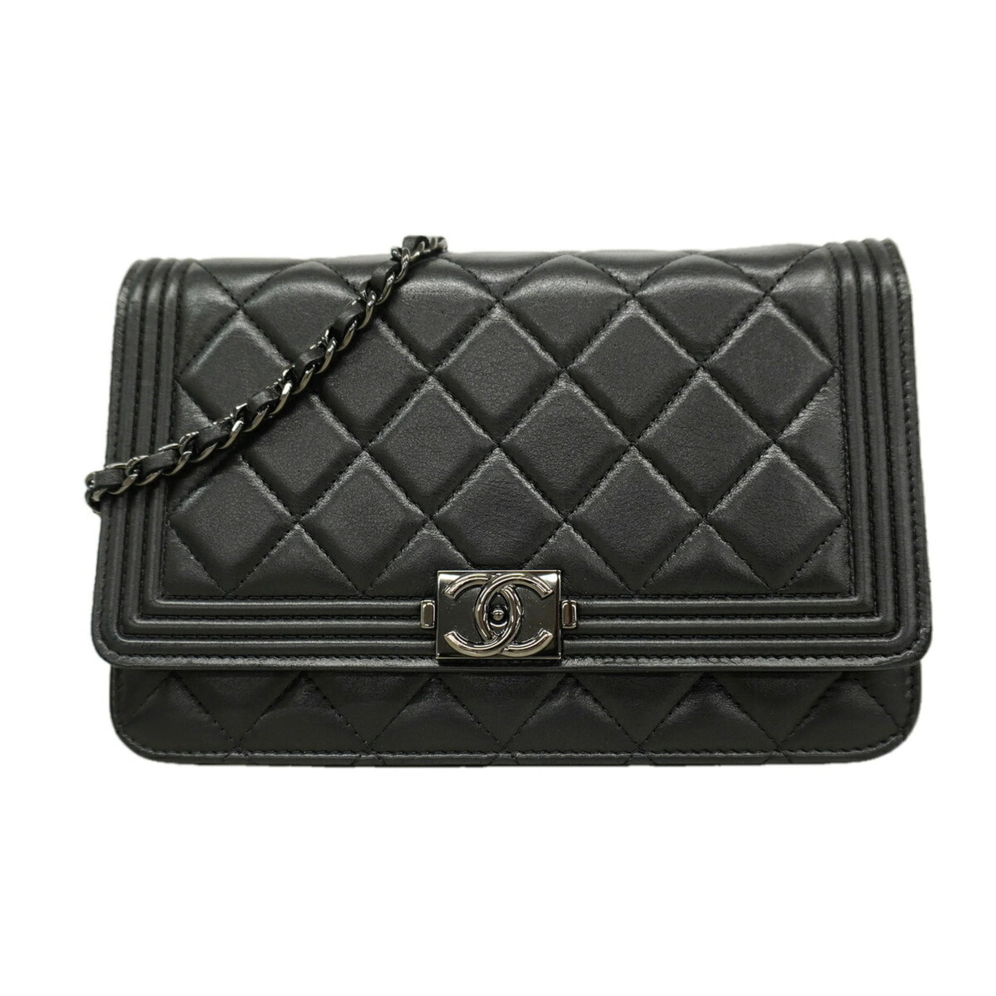 Chanel Black Leather Chain/Shoulder Wallet (Pre-Owned)