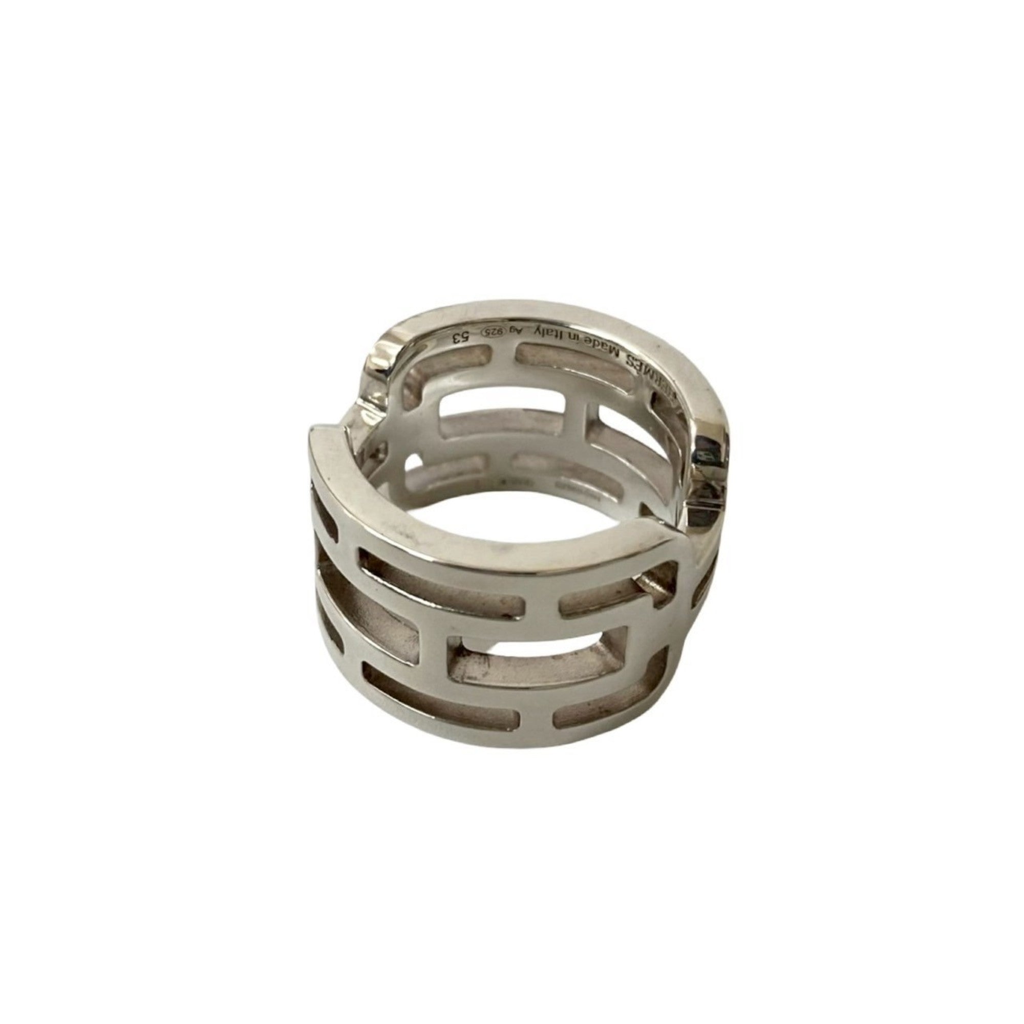 Hermes Silver Silver 925 Band Ring (Pre-Owned)