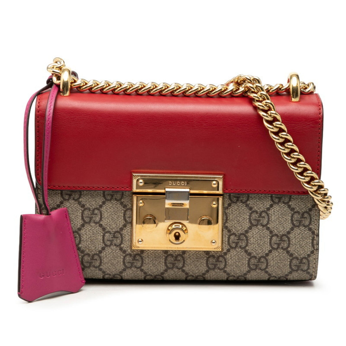 Gucci Beige Pink Red Color Pvc Leather Shoulder Bag (Pre-Owned)
