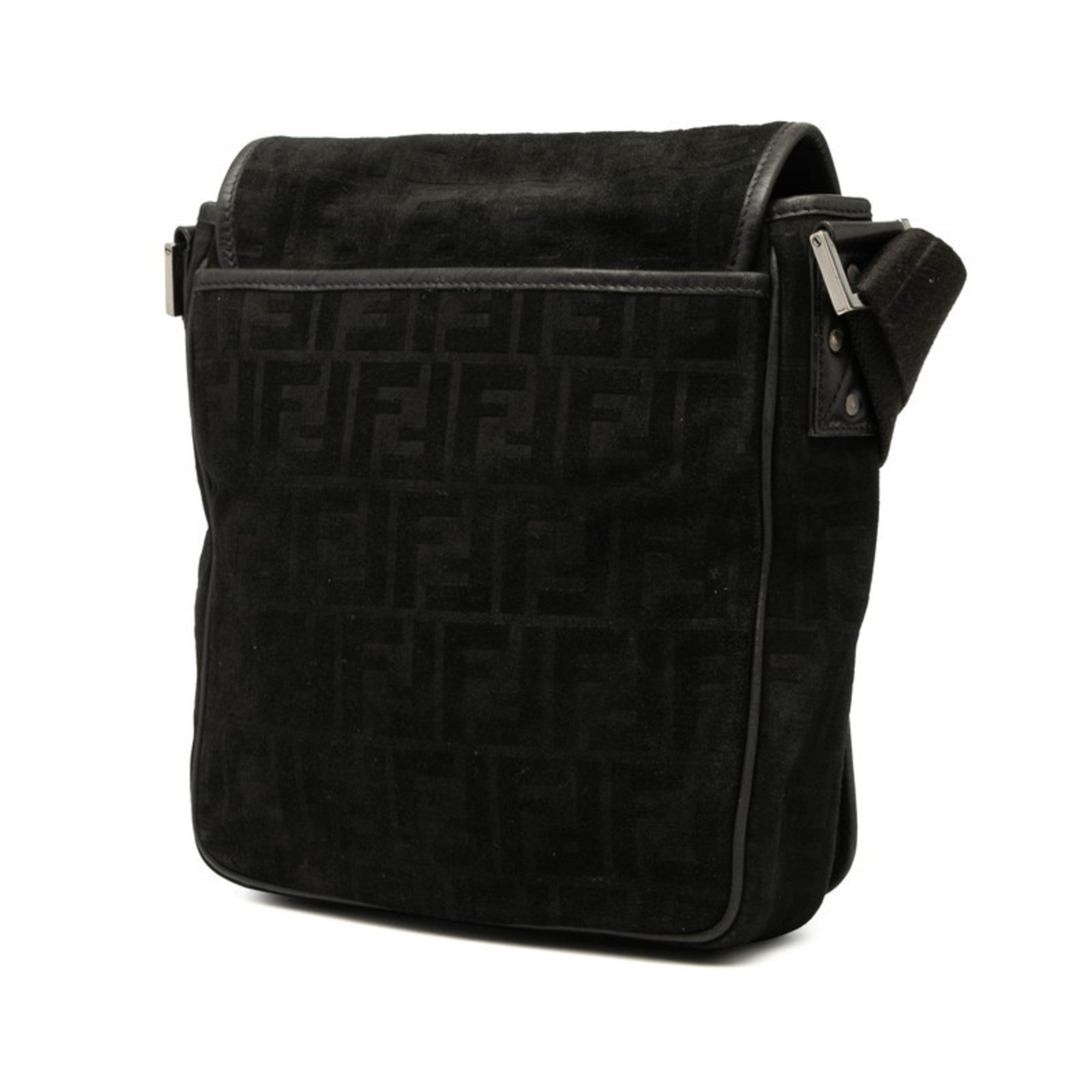 Fendi Black Leather Messenger Bag (Pre-Owned)