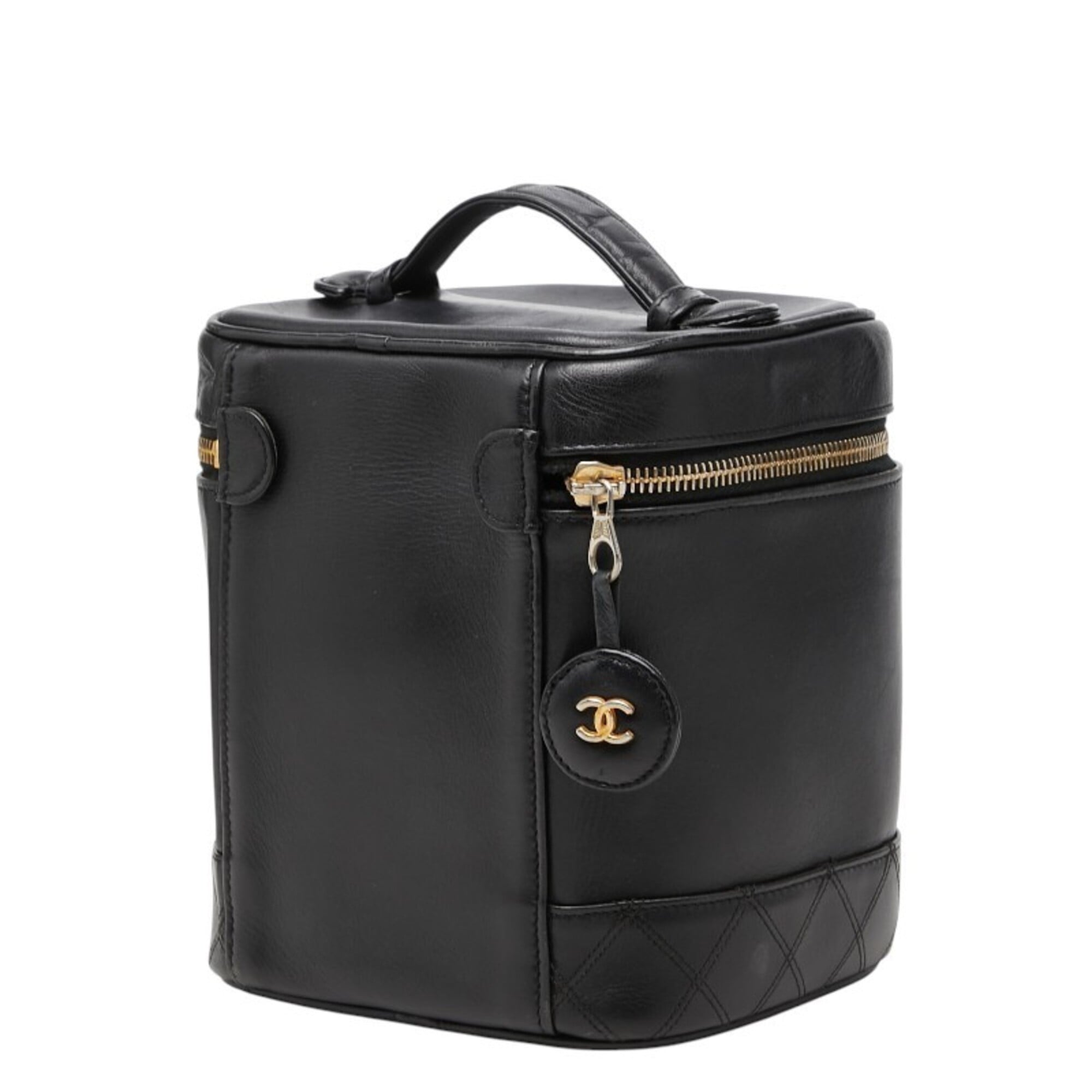 Chanel Black Leather Handbag Vanity Bag (Pre-Owned)