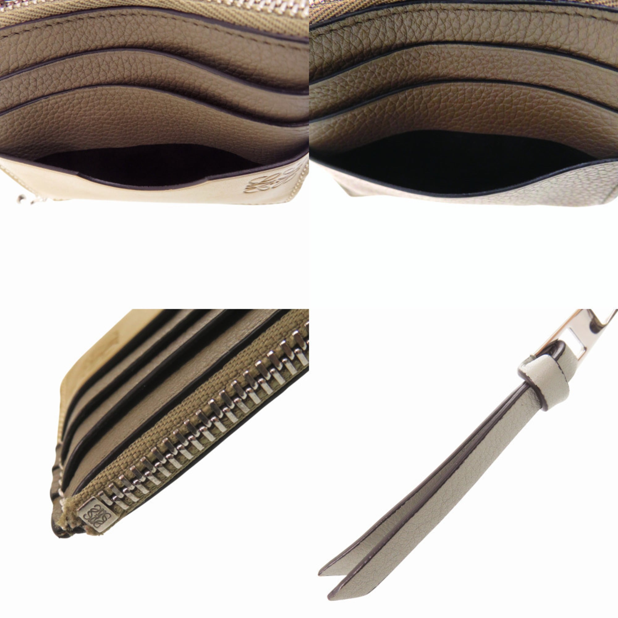 Loewe Khaki Leather Coin Purse/Coin Case (Pre-Owned)