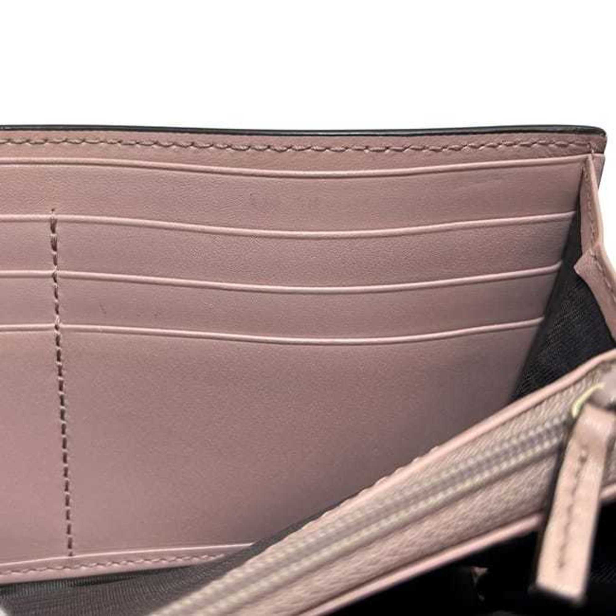 Gucci Beige Pink Leather Long Wallet (Bi-Fold) (Pre-Owned)