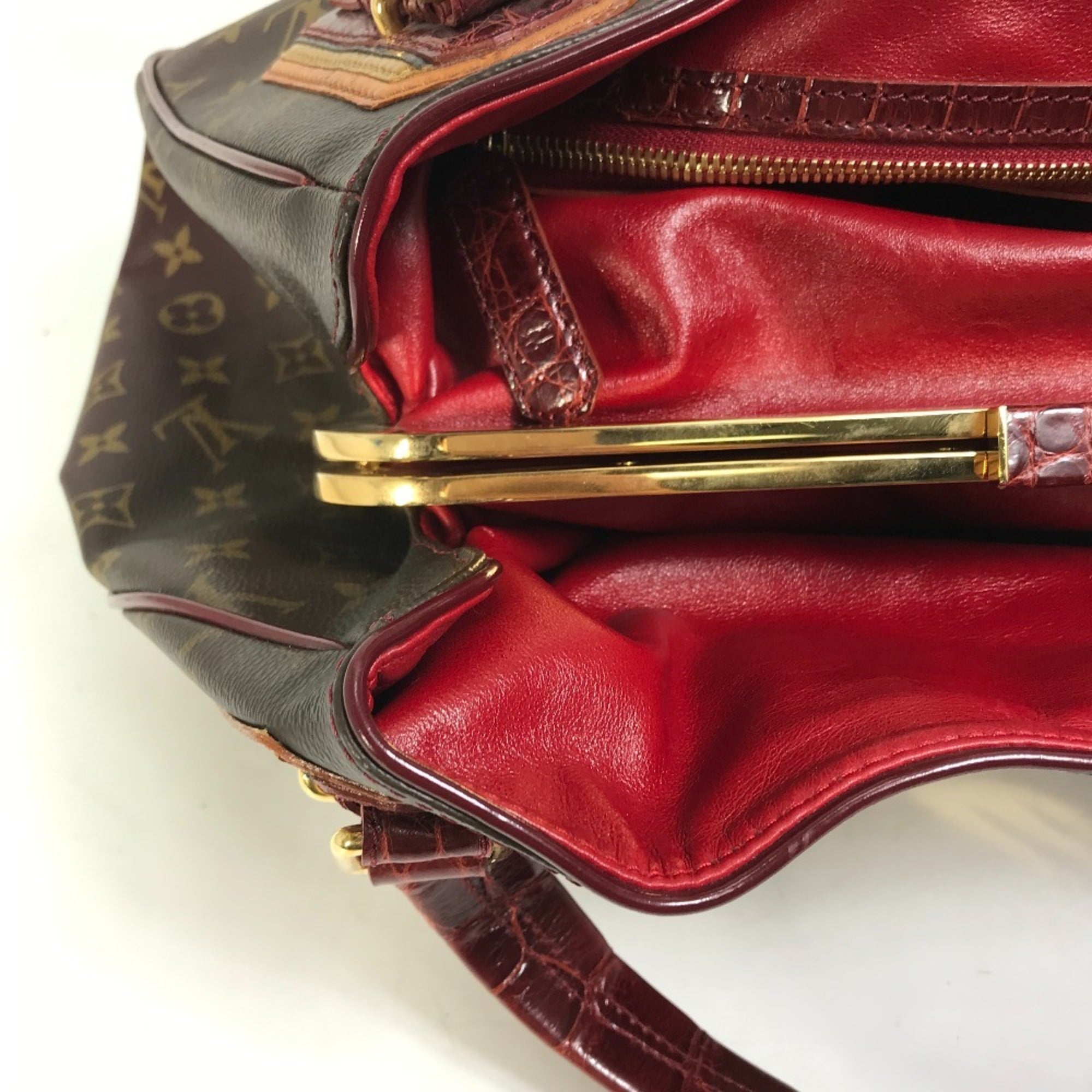 Louis Vuitton Monogram Mirage Brown Red Color Canvas Boston Bag Shoulder Bag (Pre-Owned)
