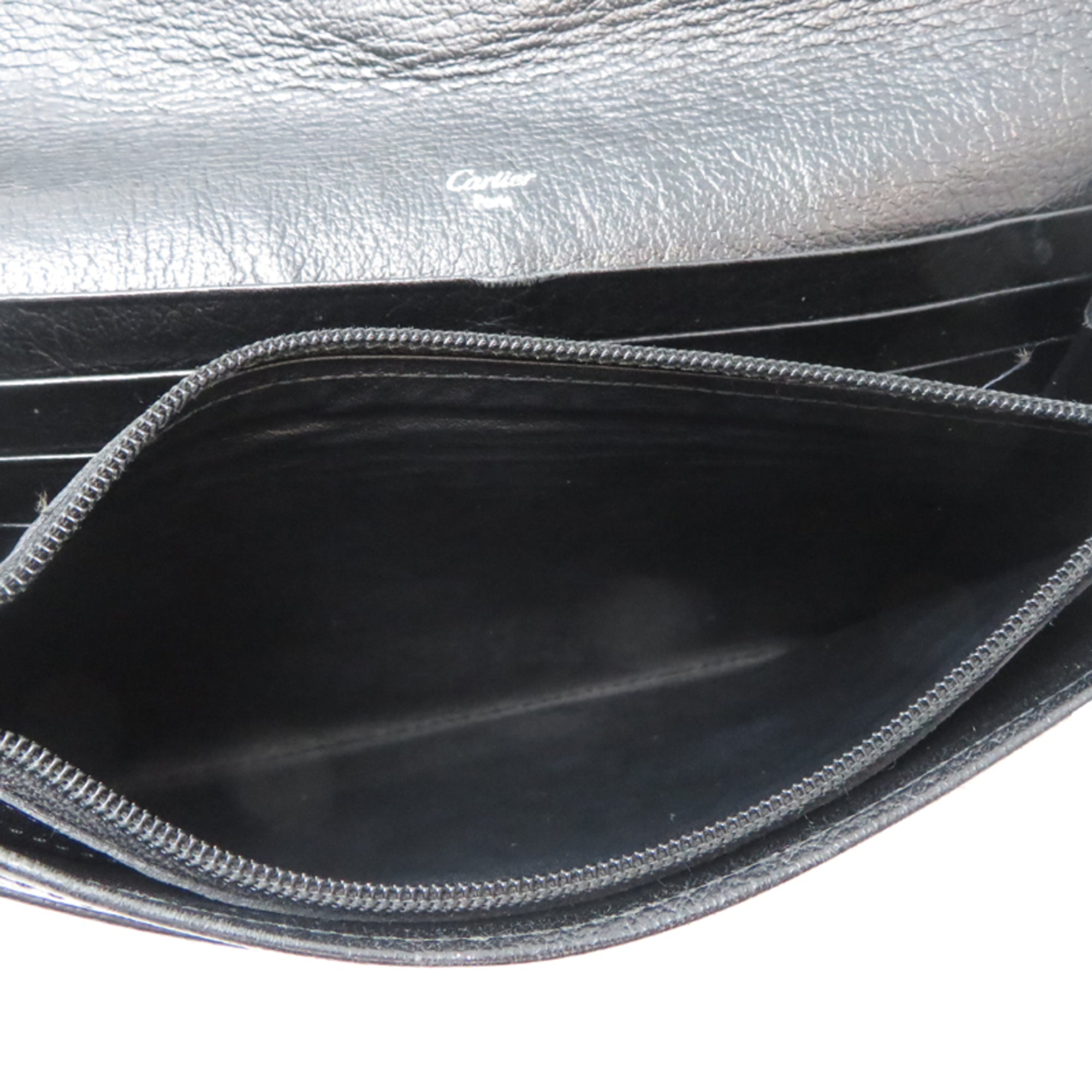 Cartier Black Leather Long Wallet (Bi-Fold) (Pre-Owned)