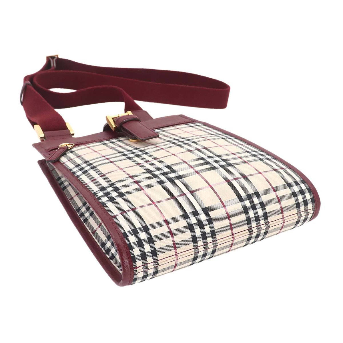 Burberry Beige Bordeaux Canvas Handbag Shoulder Bag (Pre-Owned)