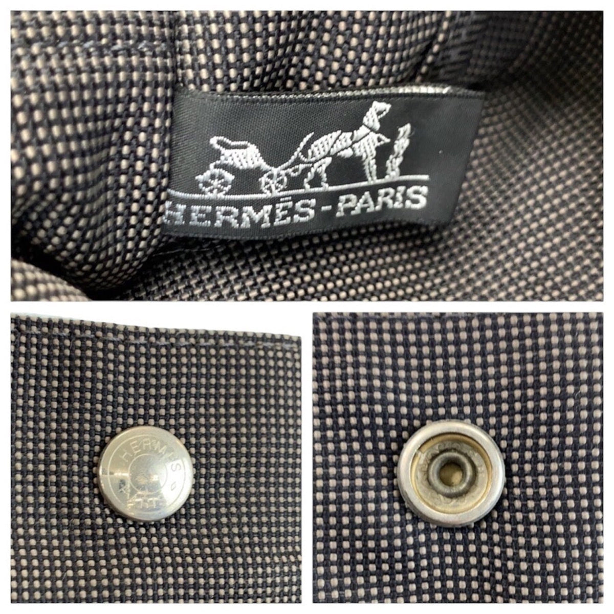 Hermes Gray Polyamide Polyester Handbag Tote Bag (Pre-Owned)