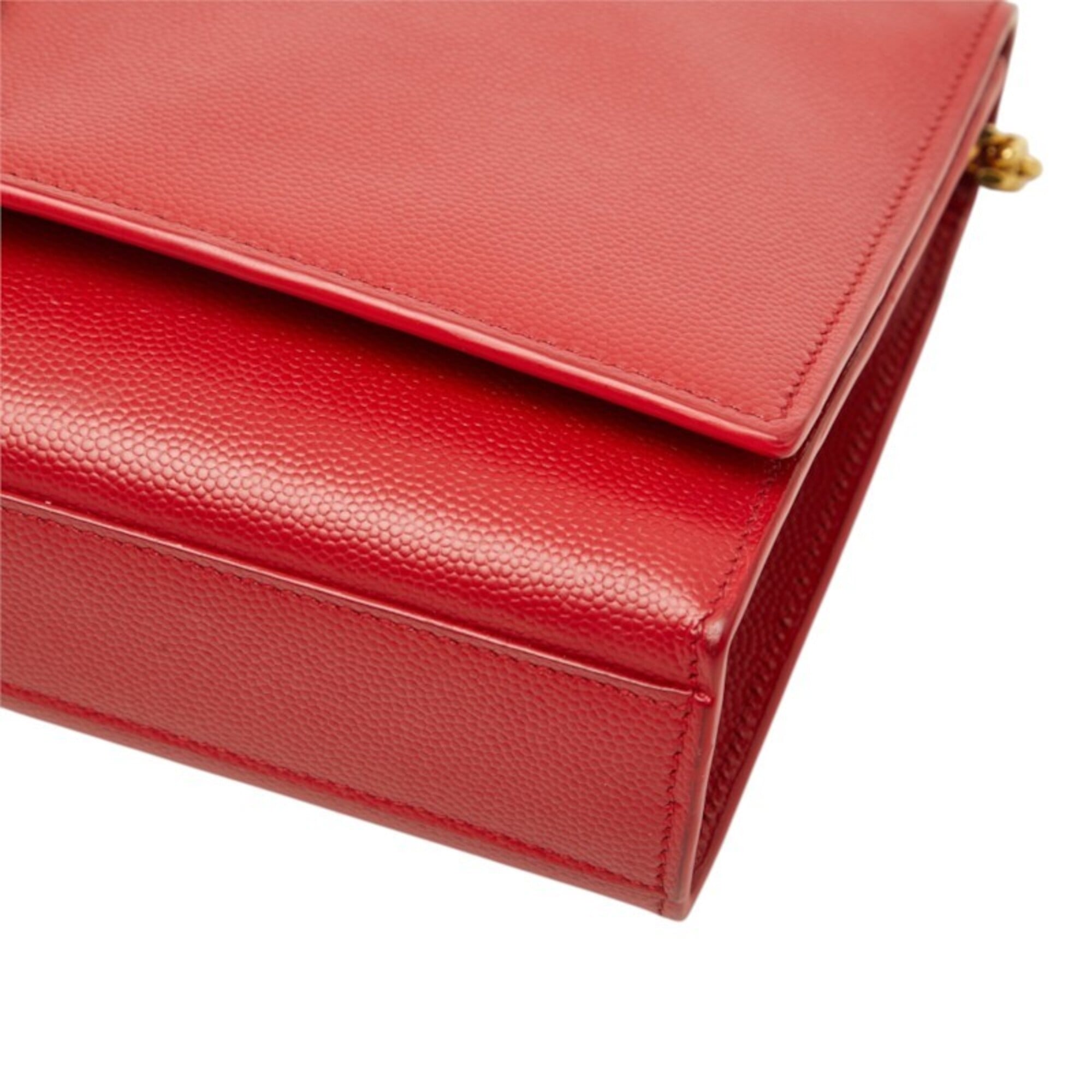 Saint Laurent Gold Red Color Leather Shoulder Bag (Pre-Owned)