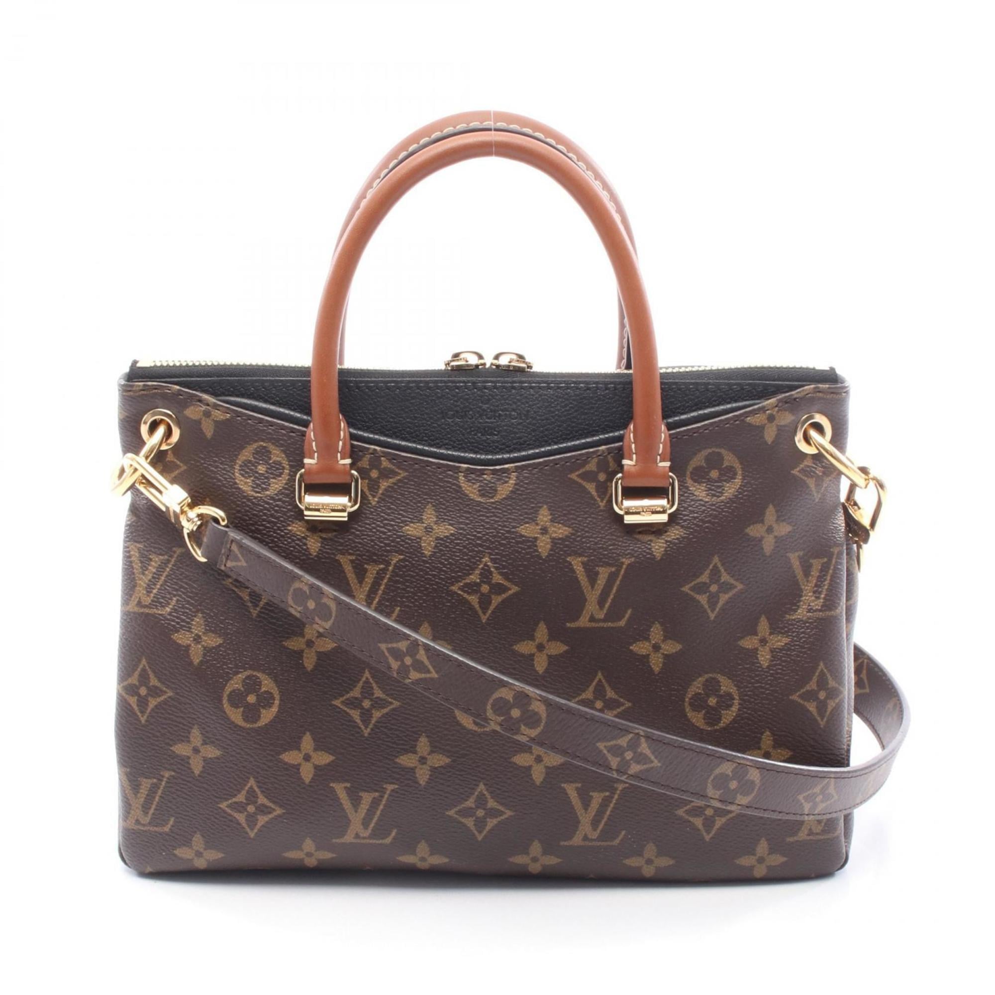Louis Vuitton Black Brown Monogram Coated Canvas Leather Handbag (Pre-Owned)