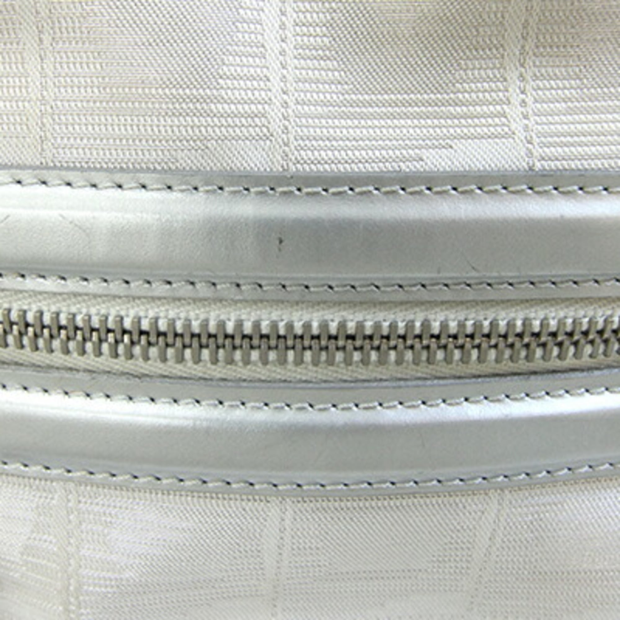 Chanel Silver Nylon Canvas Leather Pochette Shoulder Bag (Pre-Owned)