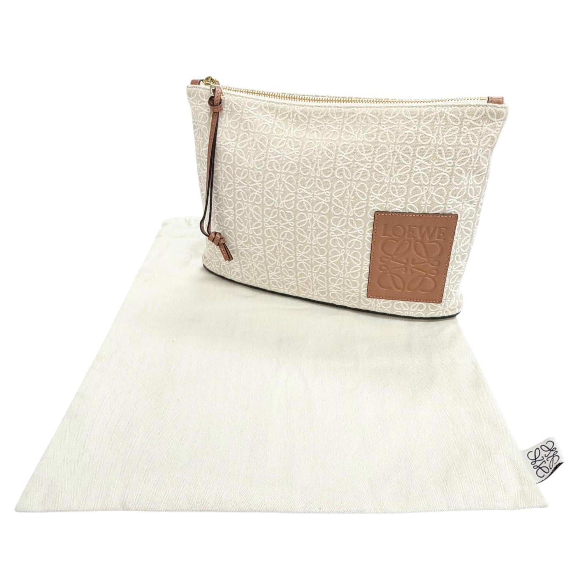 Loewe Beige Brown Leather Clutch Bag Pouch (Pre-Owned)