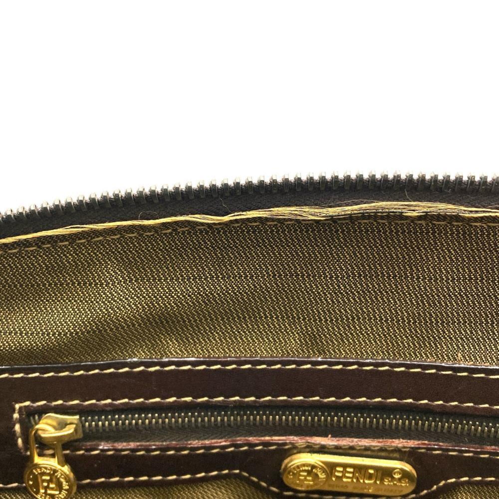 Fendi Zucca Brown Jacquard Leather Handbag Shoulder Bag (Pre-Owned)