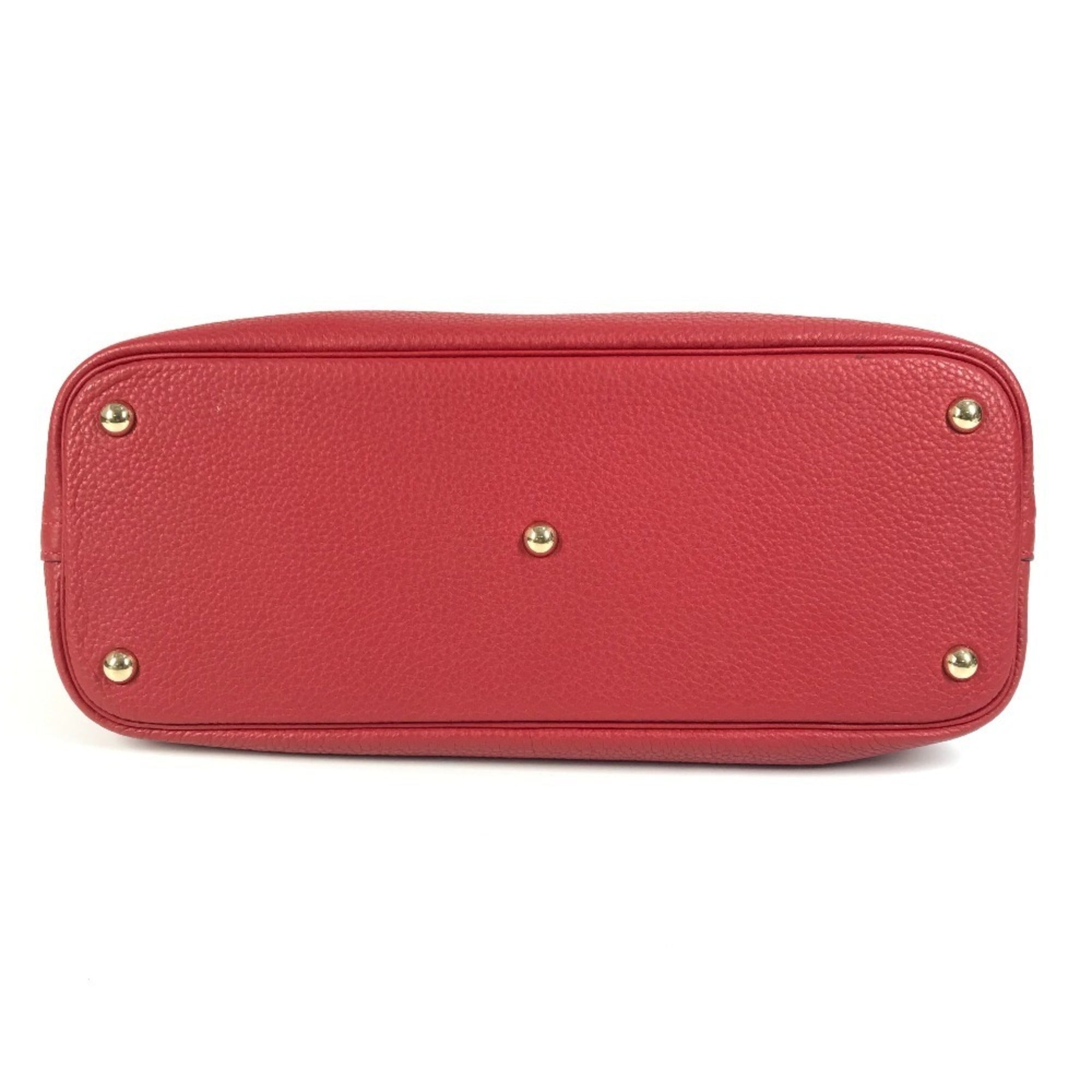Hermes Red Color Taurillon Clemence Leather Handbag Tote Bag (Pre-Owned)
