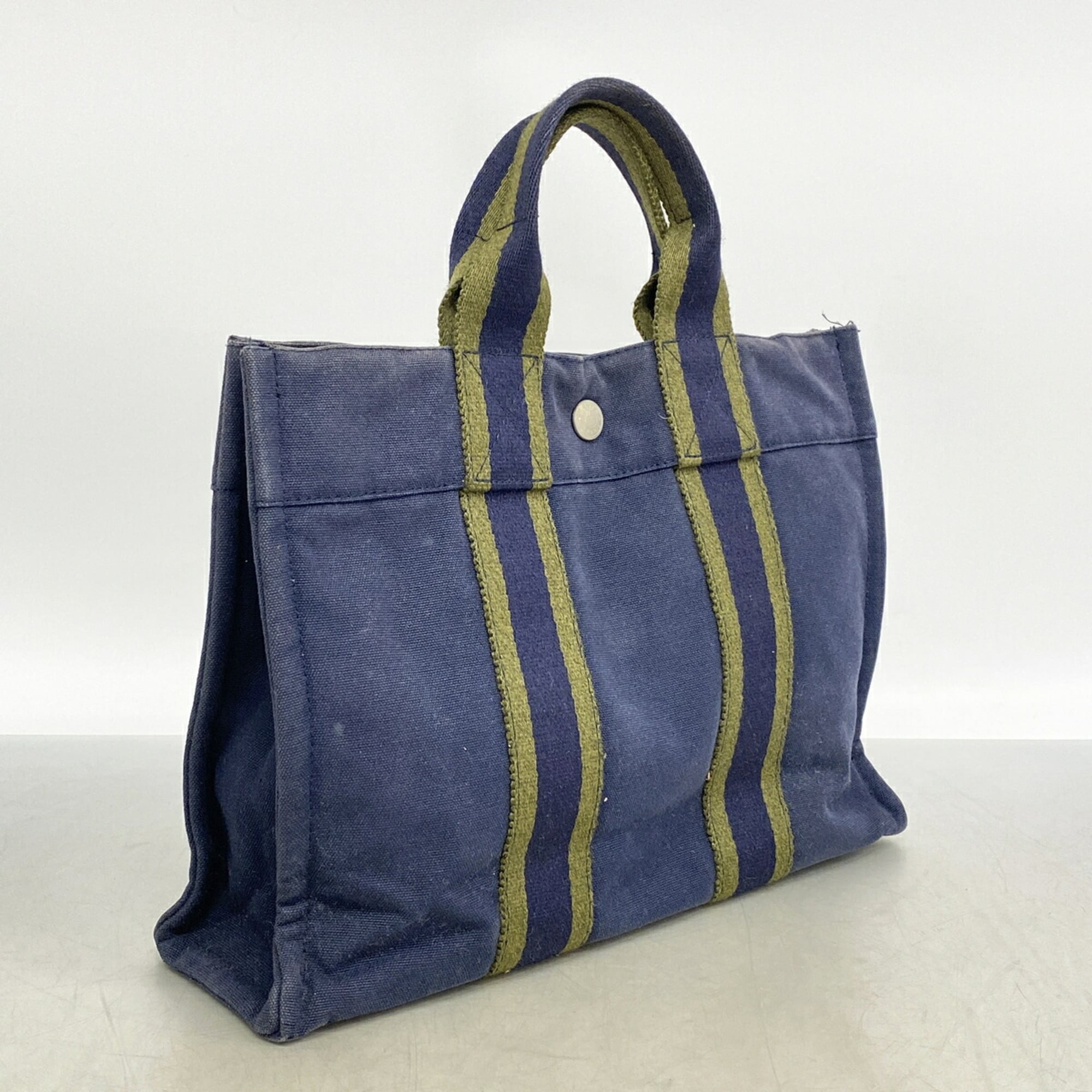 Hermes Navy Canvas Handbag (Pre-Owned)