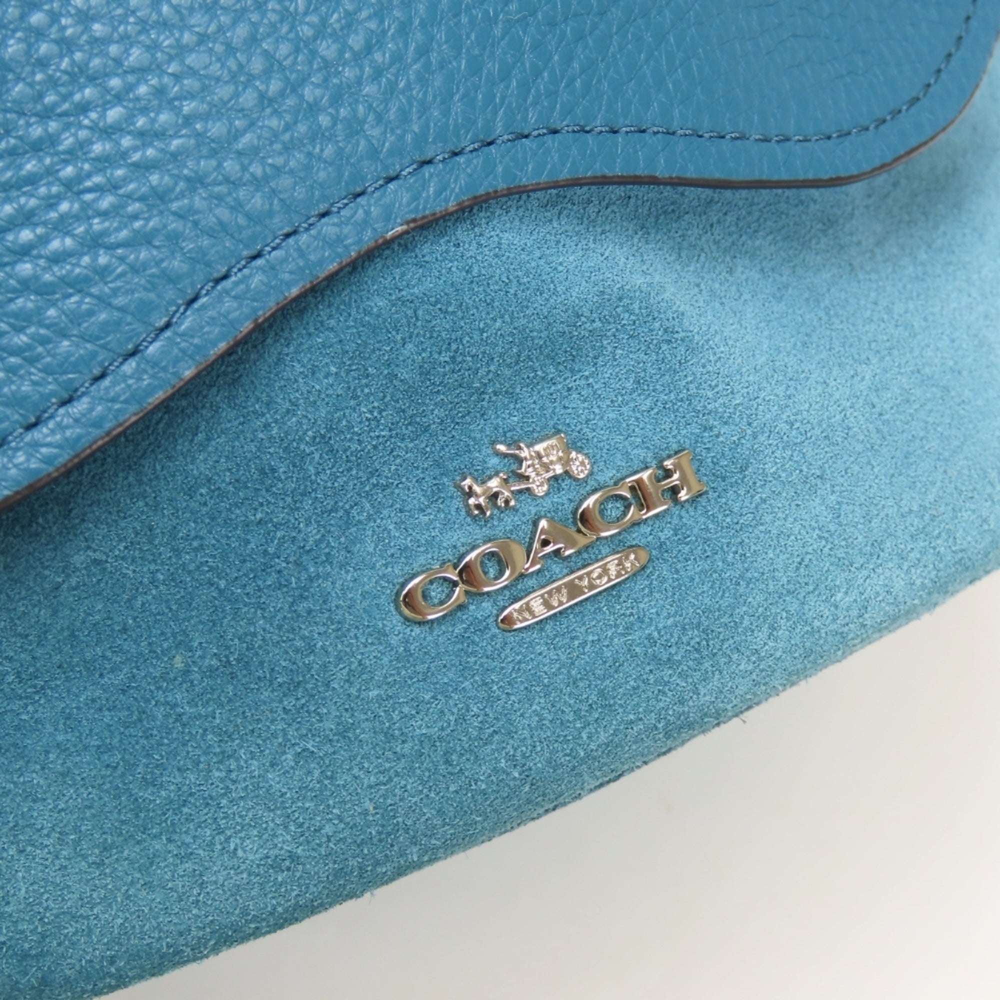 Coach Turquoise Leather Suede Shoulder Bag (Pre-Owned)