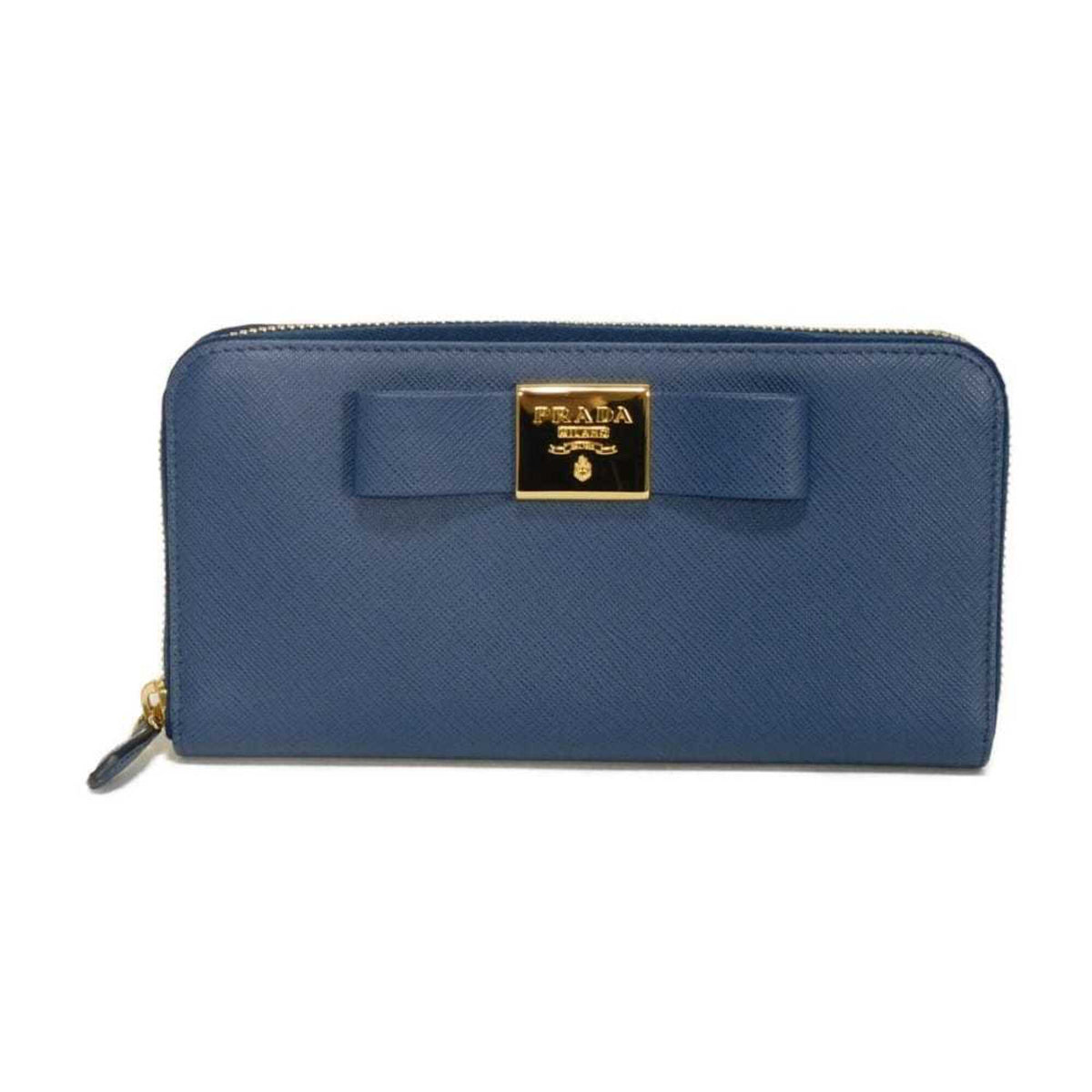 Prada Blue Saffiano Long Wallet (Bi-Fold) (Pre-Owned)
