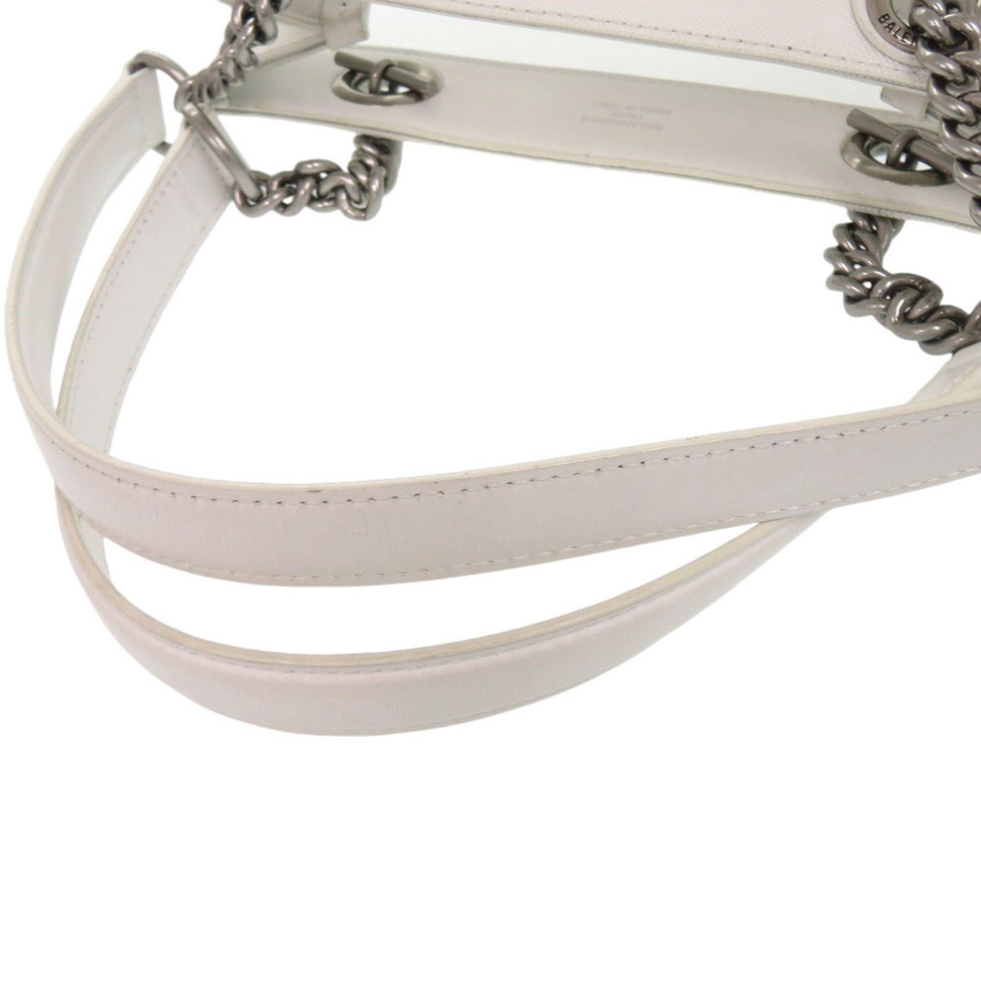 Balenciaga White Mesh Leather Pouch Tote Bag (Pre-Owned)