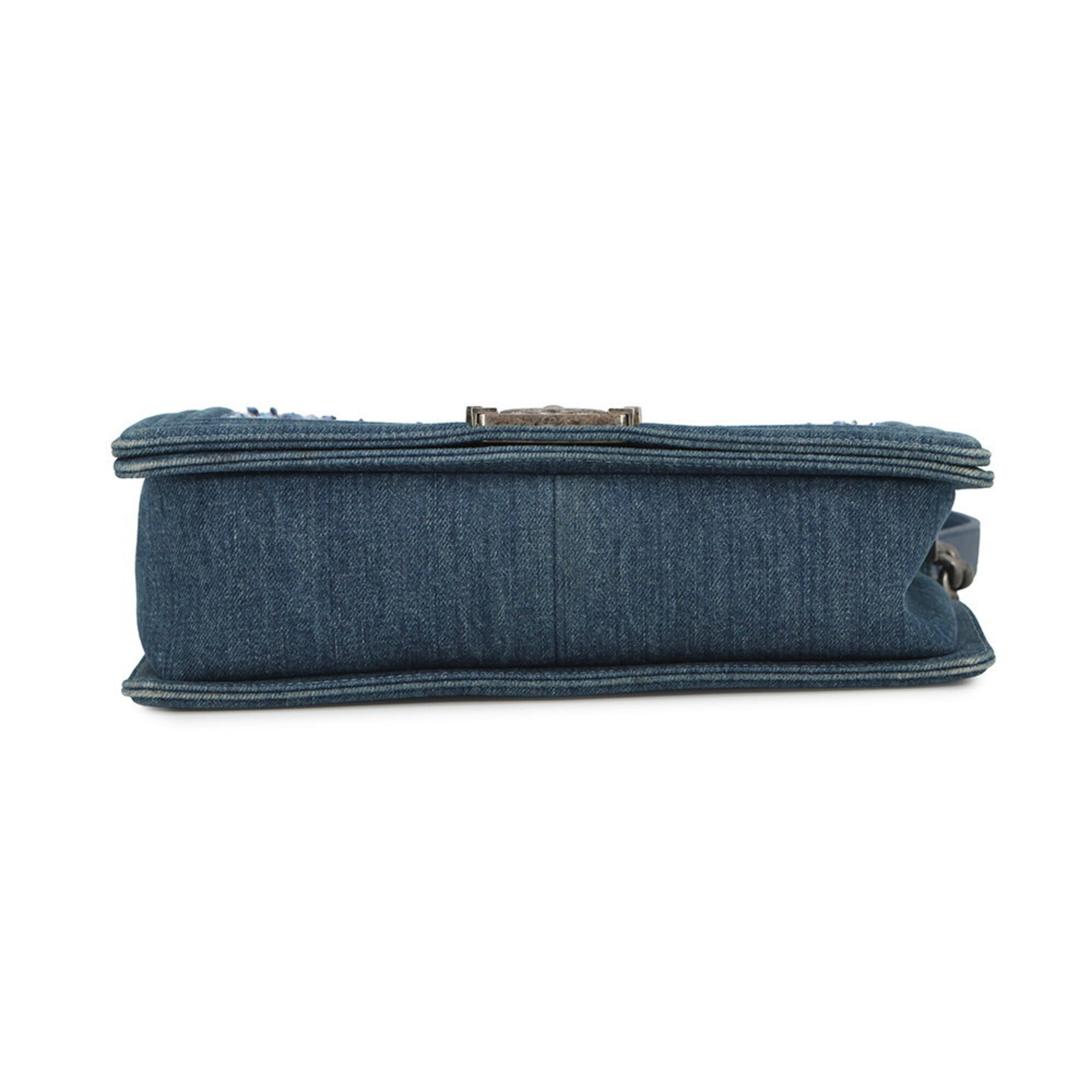Chanel Denim Blue Denim Tweed Leather Handbag Shoulder Bag (Pre-Owned)