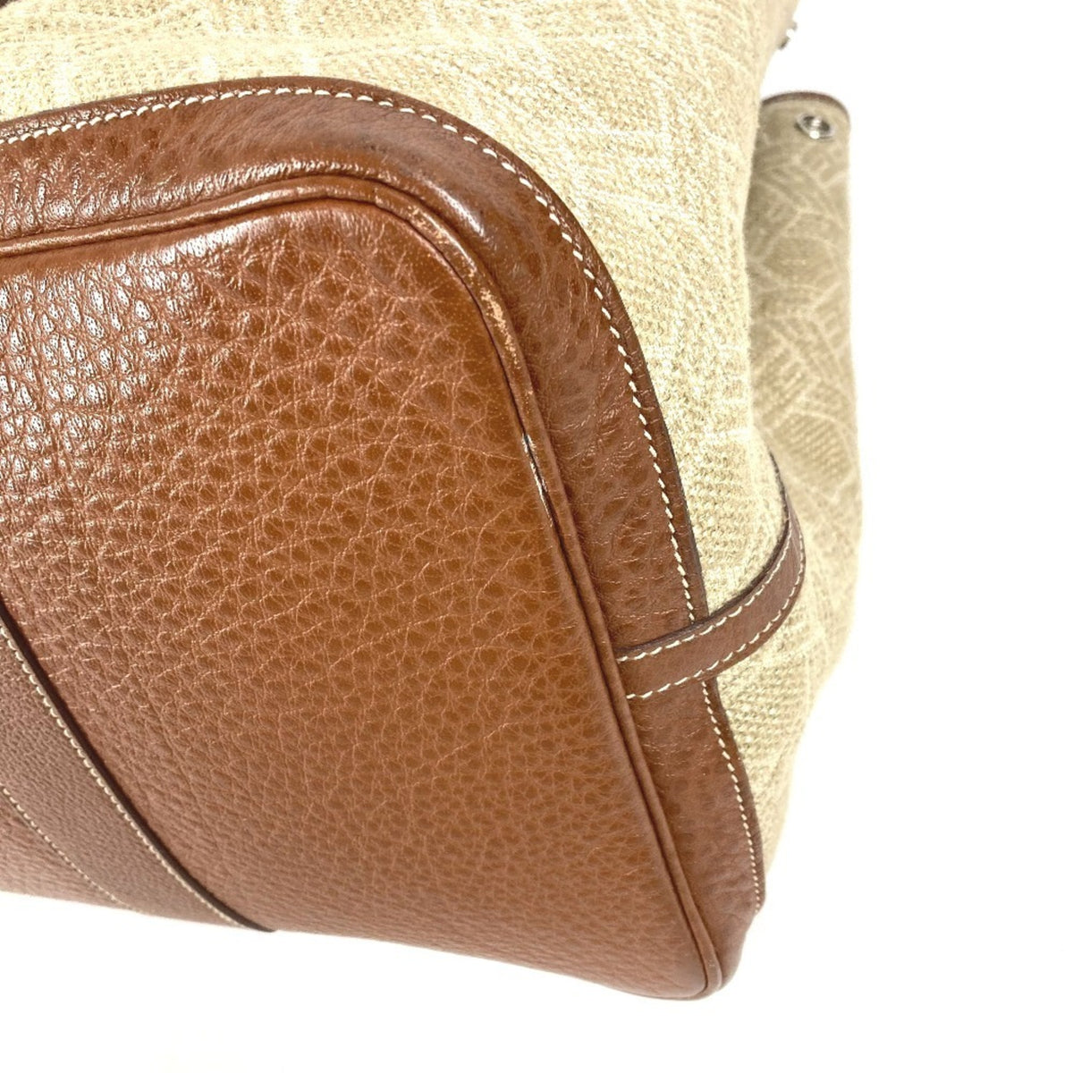 Hermes Beige Toile So H Boston Bag Shoulder Bag Tote Bag (Pre-Owned)