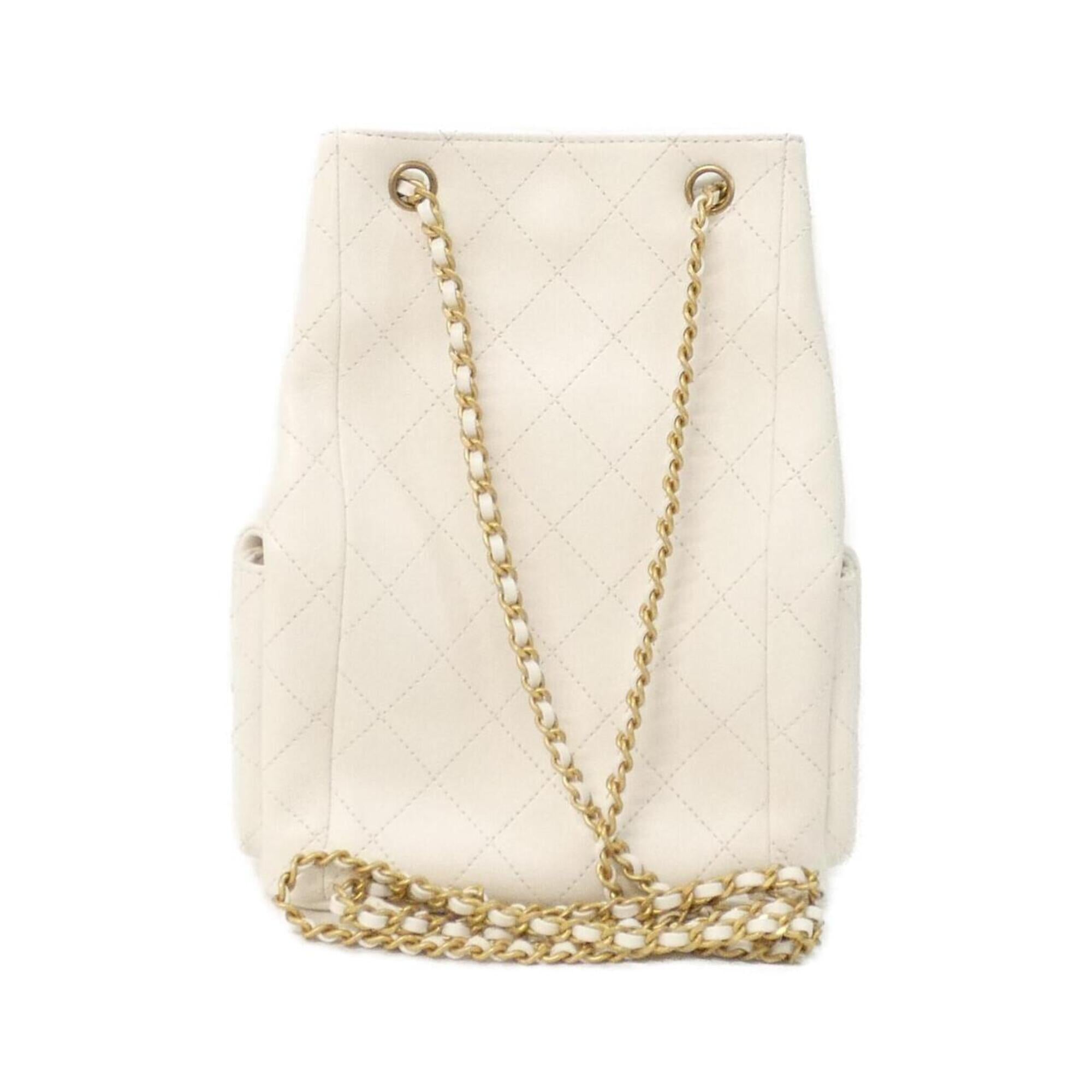 Chanel White Leather Backpack (Pre-Owned)